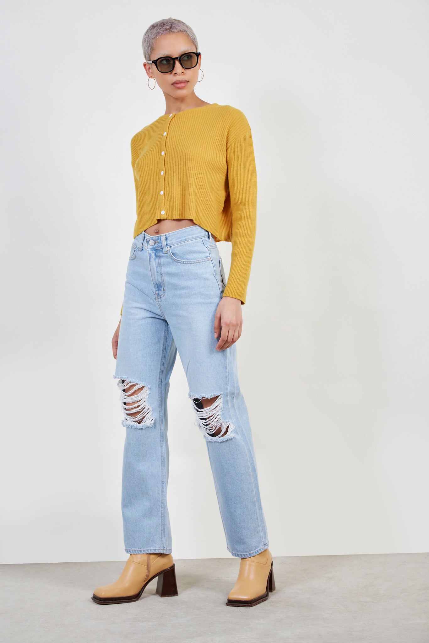 Mustard ribbed wool blend cardigan_2