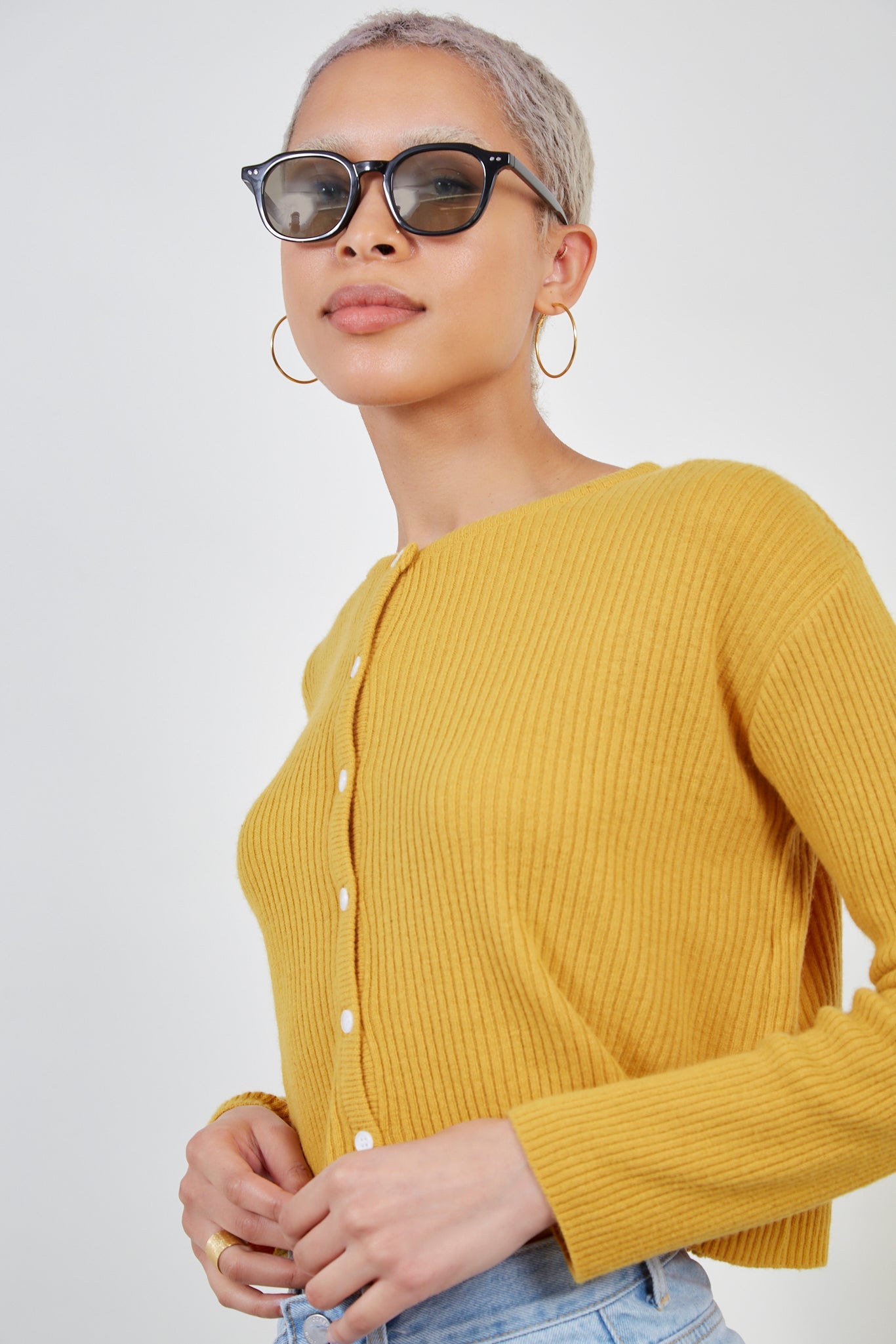 Mustard ribbed wool blend cardigan_3