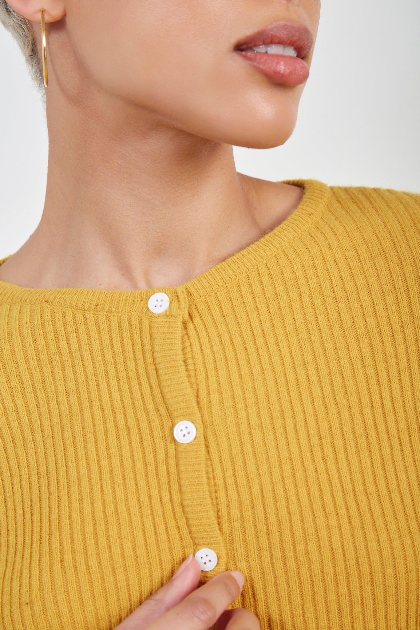 Mustard ribbed wool blend cardigan_5