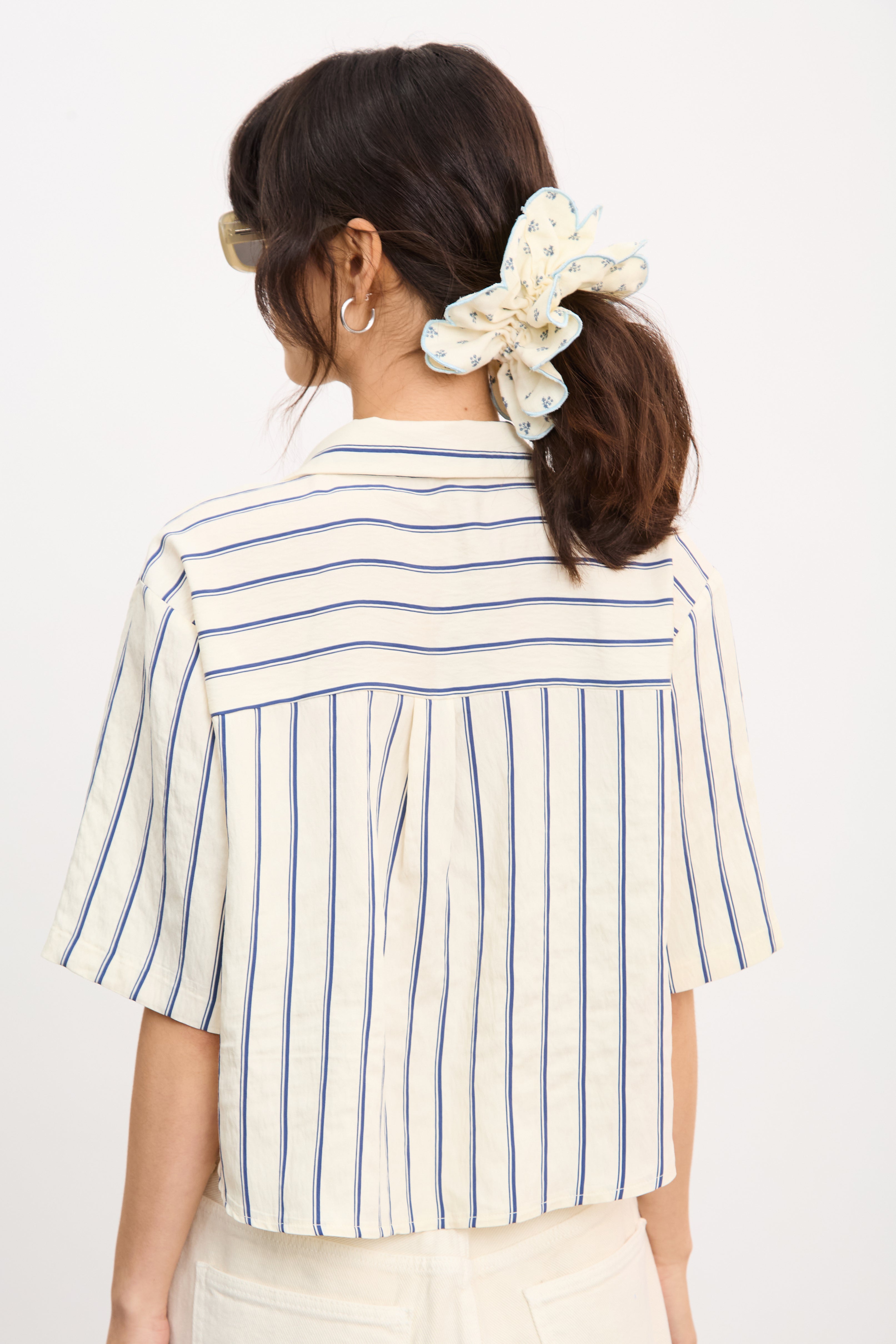 Navy and ivory double stripe short sleeve shirt_2