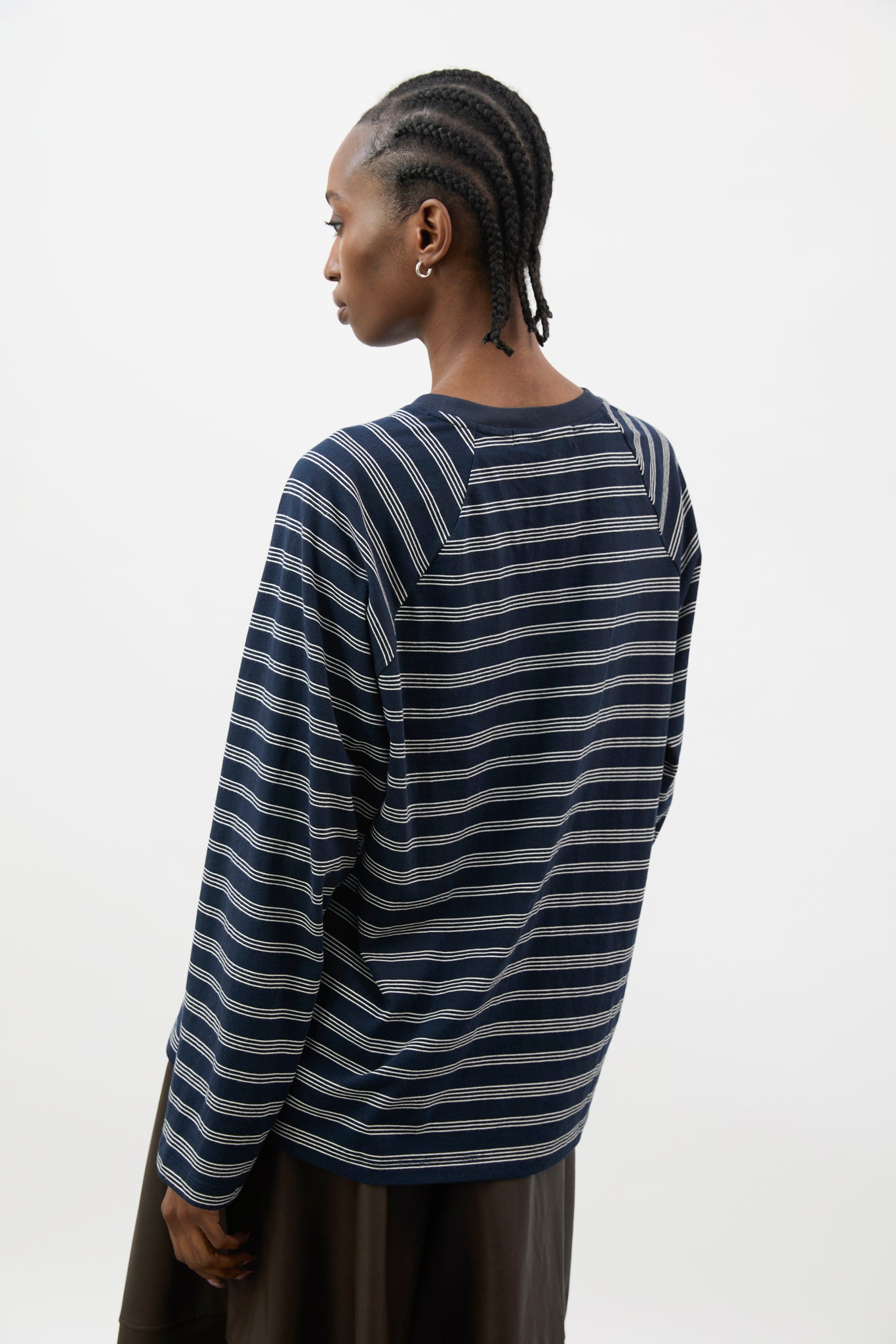 Navy and ivory multi stripe raglan sleeve top_2