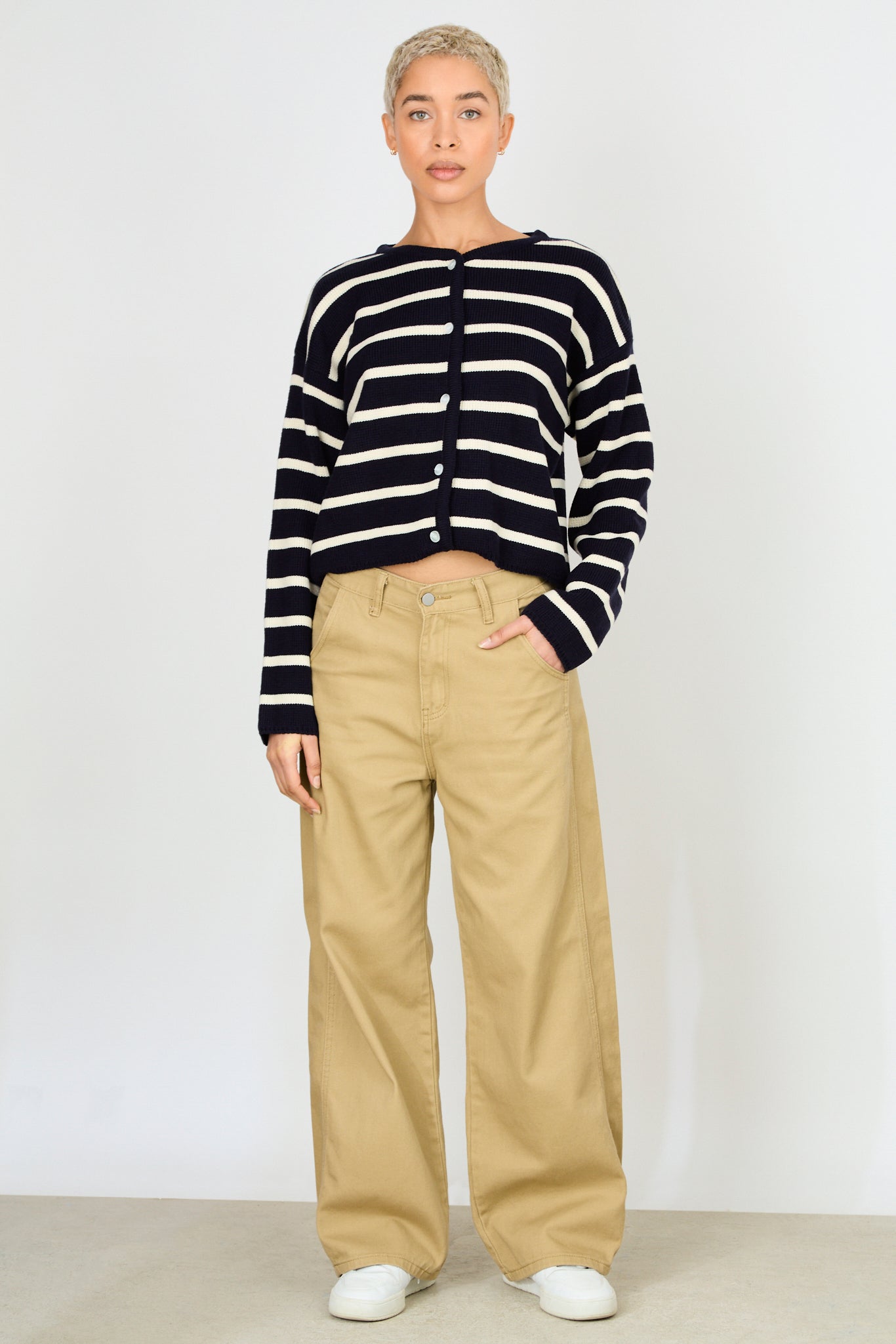 Navy and white horizontal striped cardigan_4