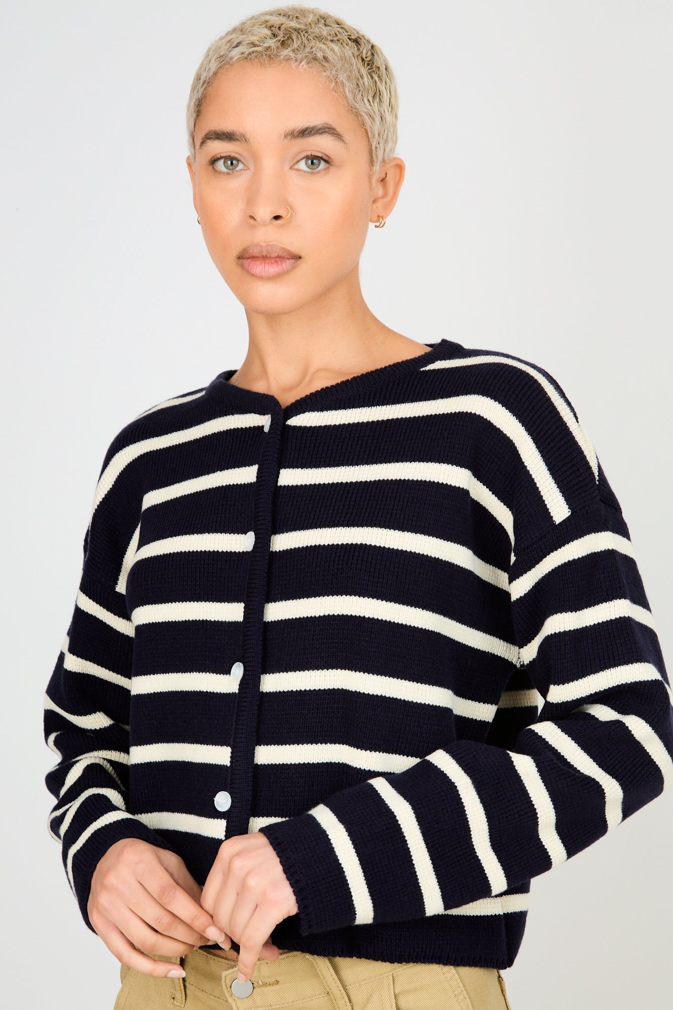 Navy and white horizontal striped cardigan_1