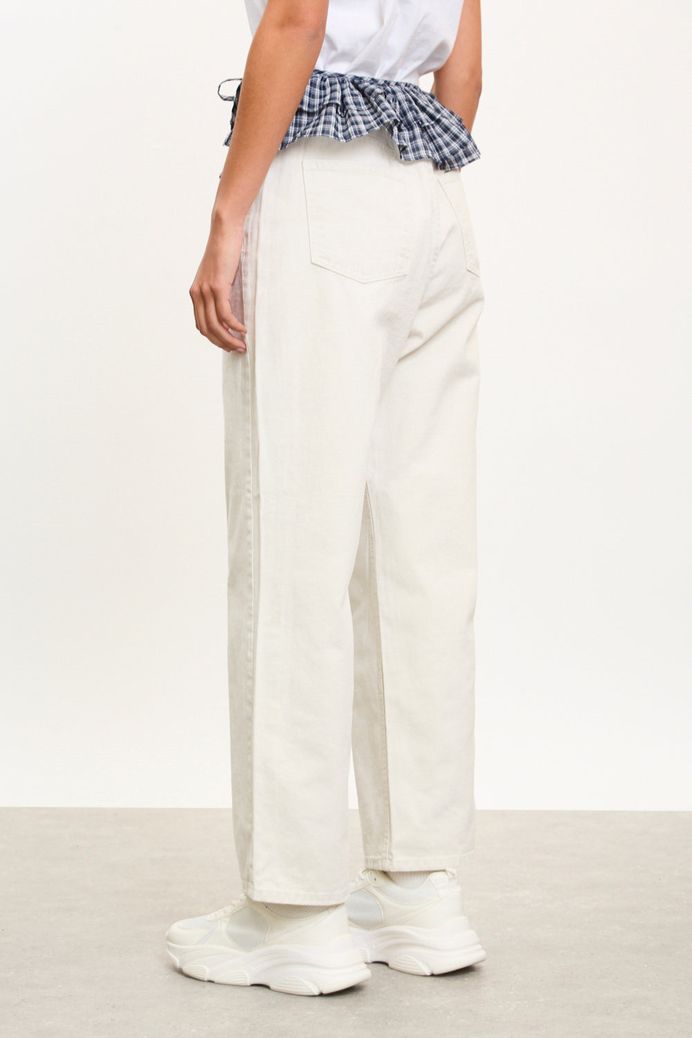 Navy and white tiny plaid ruffled belt_2