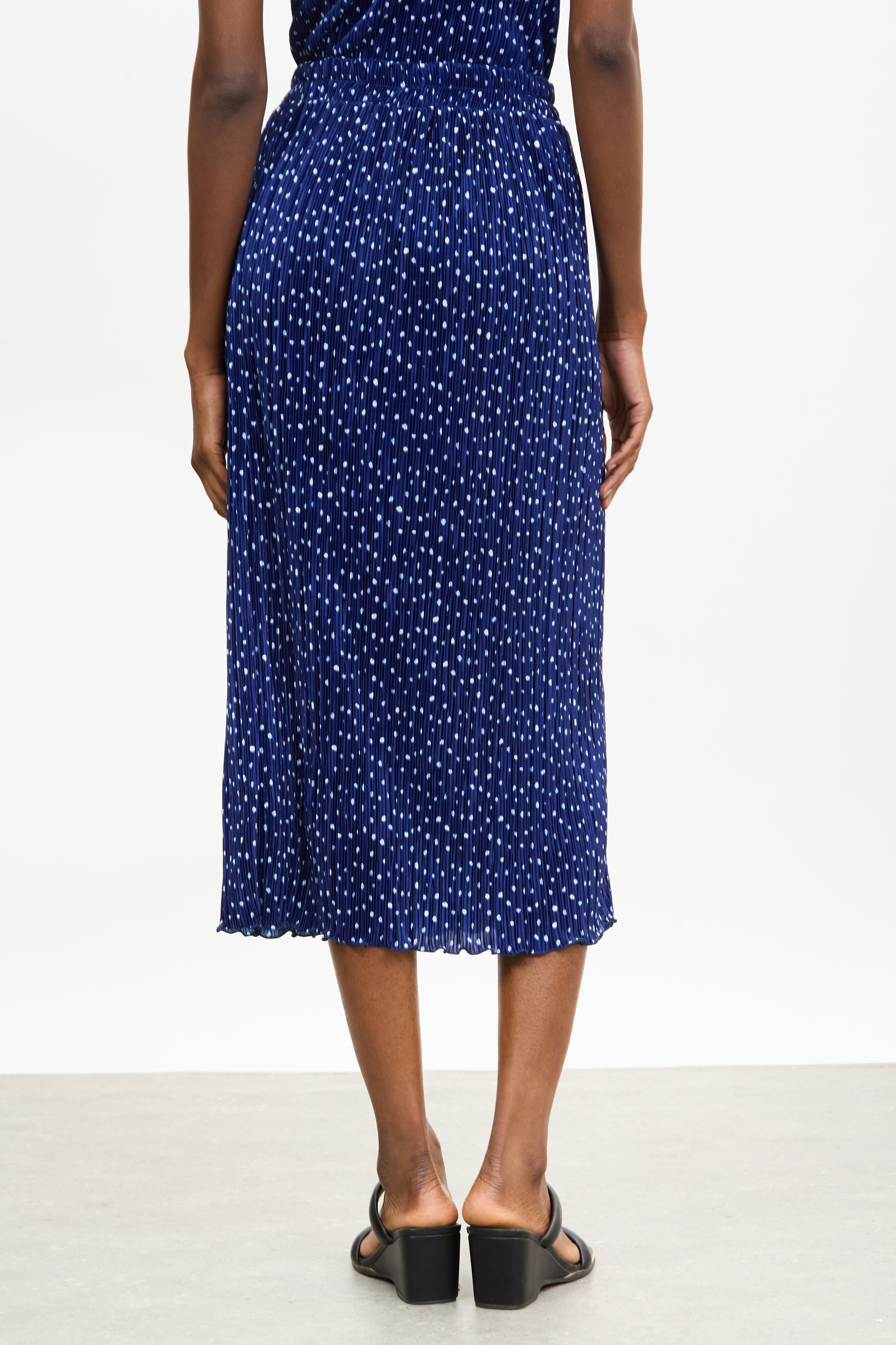 Navy blue and ivory polka dot ribbed skirt_2