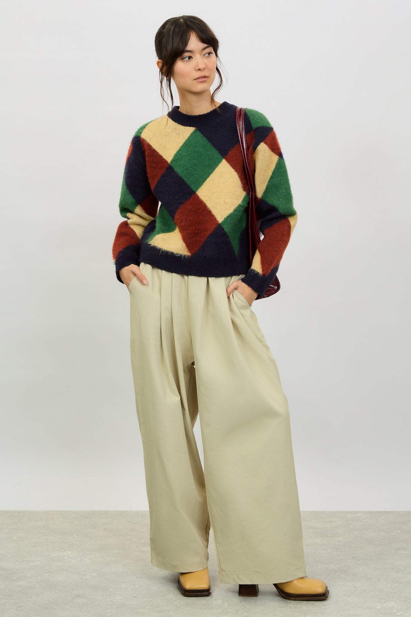 Navy blue green and red diamond block jumper_4