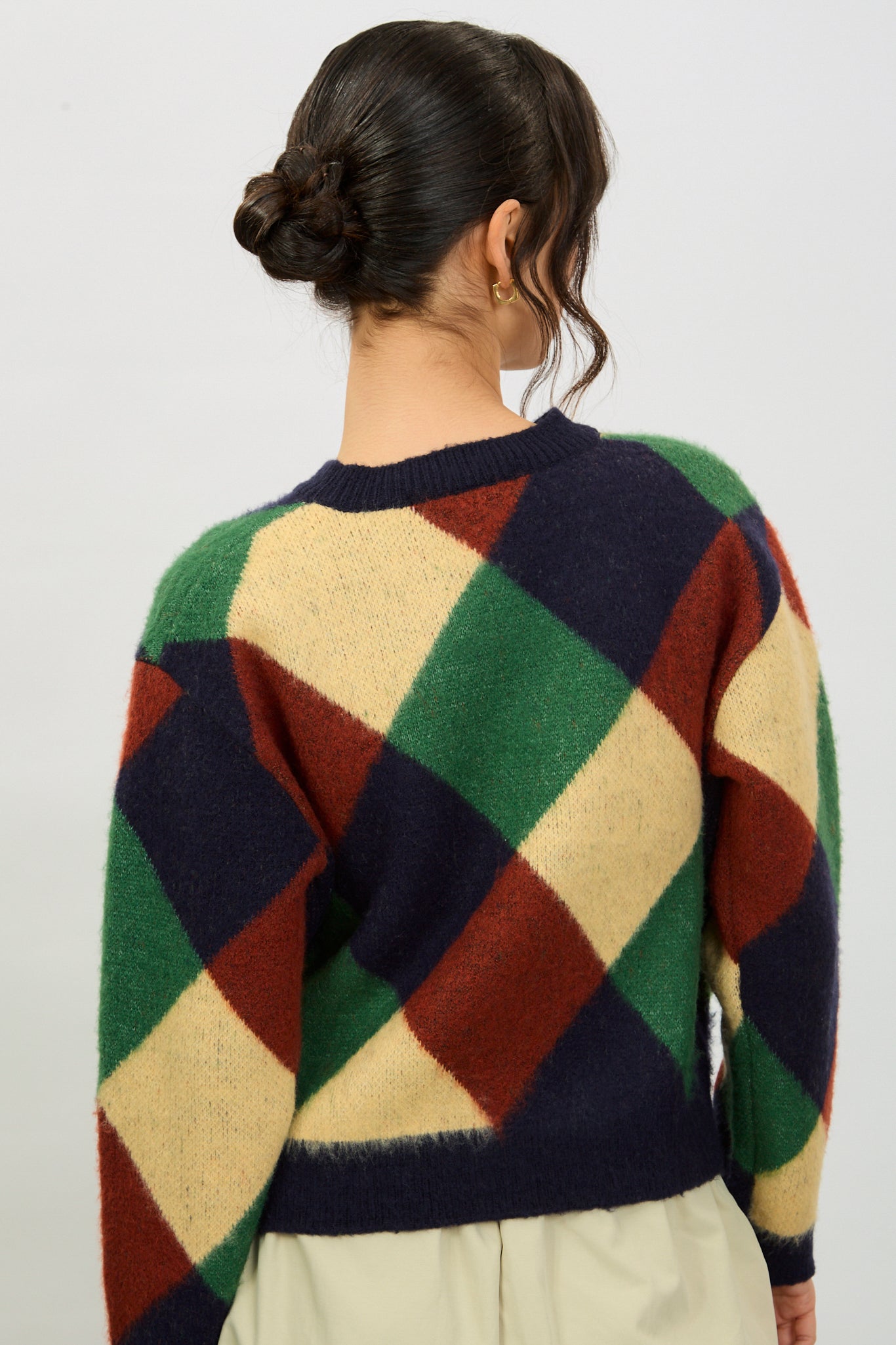 Navy blue green and red diamond block jumper_2