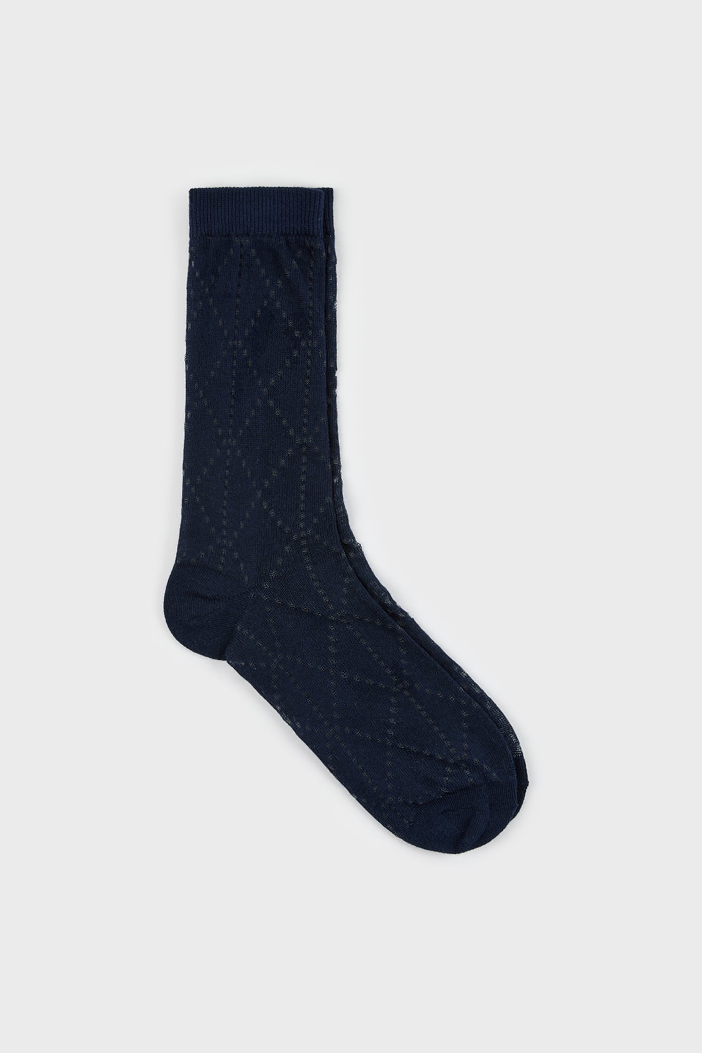Navy blue semi sheer dotted diamond socks_3