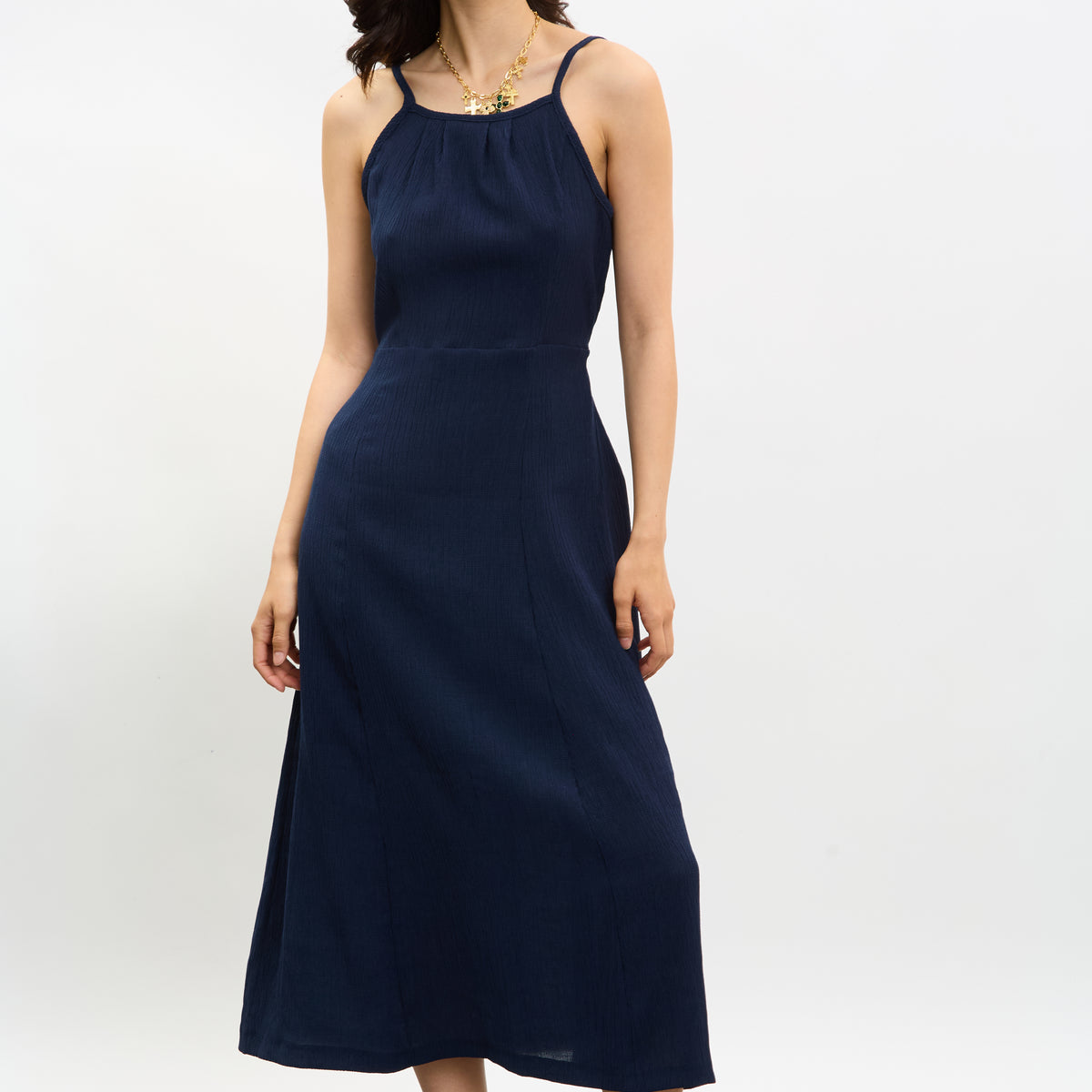 dreamy date night navy blue sleeveless midi dress Lulus Dreamy Date Night Navy Blue Sleeveless Midi Dress Size 8-10 / Large