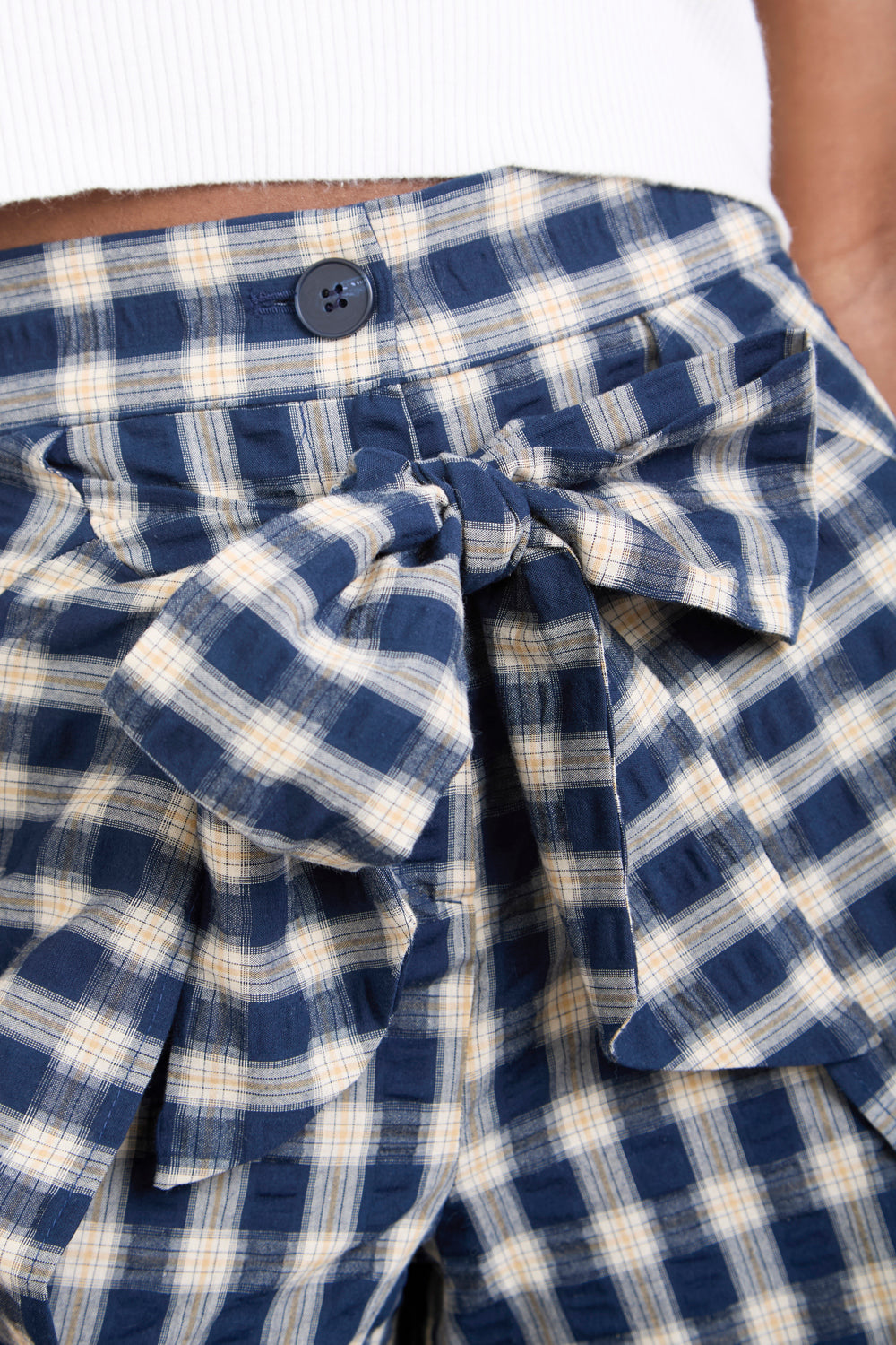 Navy gingham tie waist midi skort_3