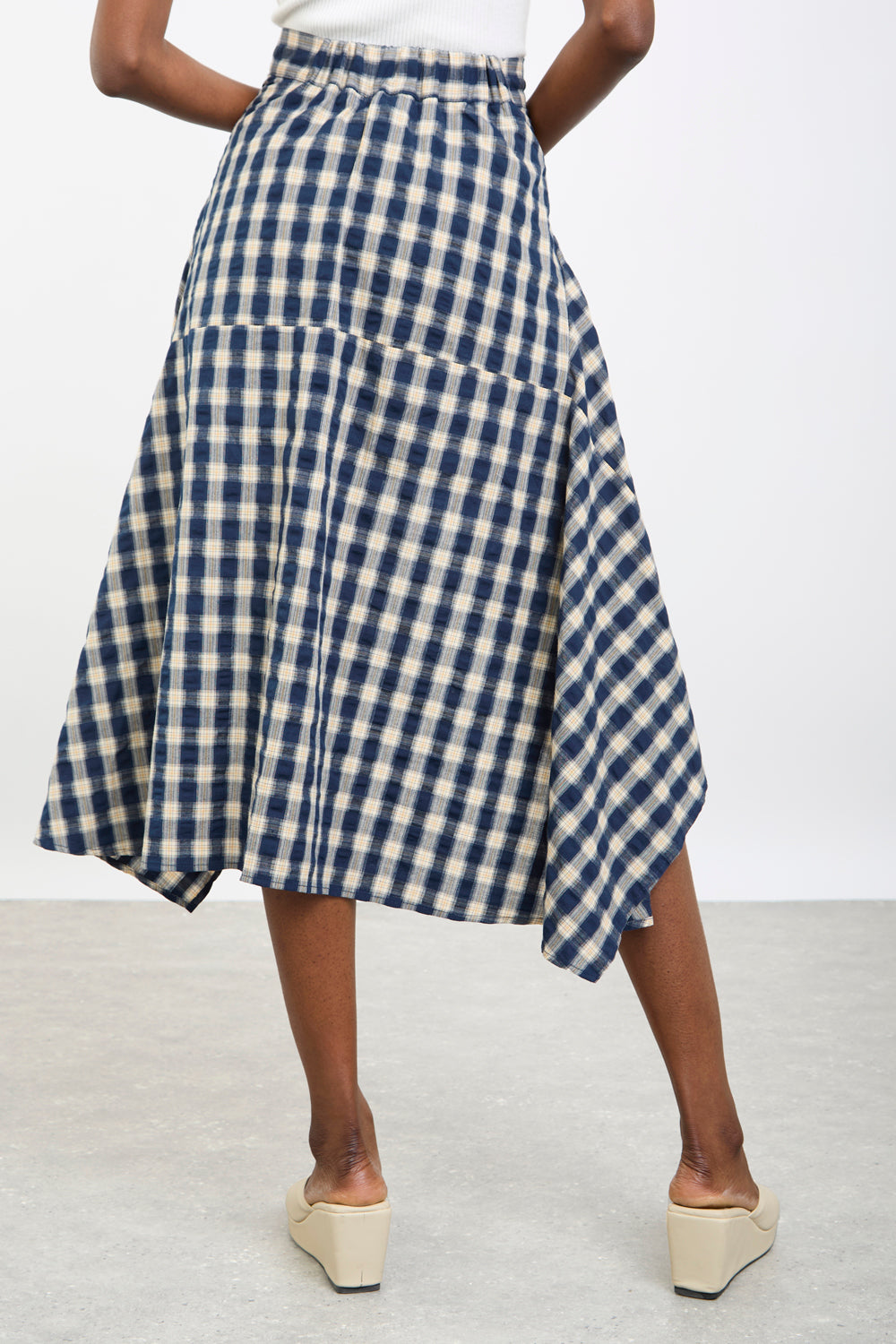 Navy gingham tie waist midi skort_2