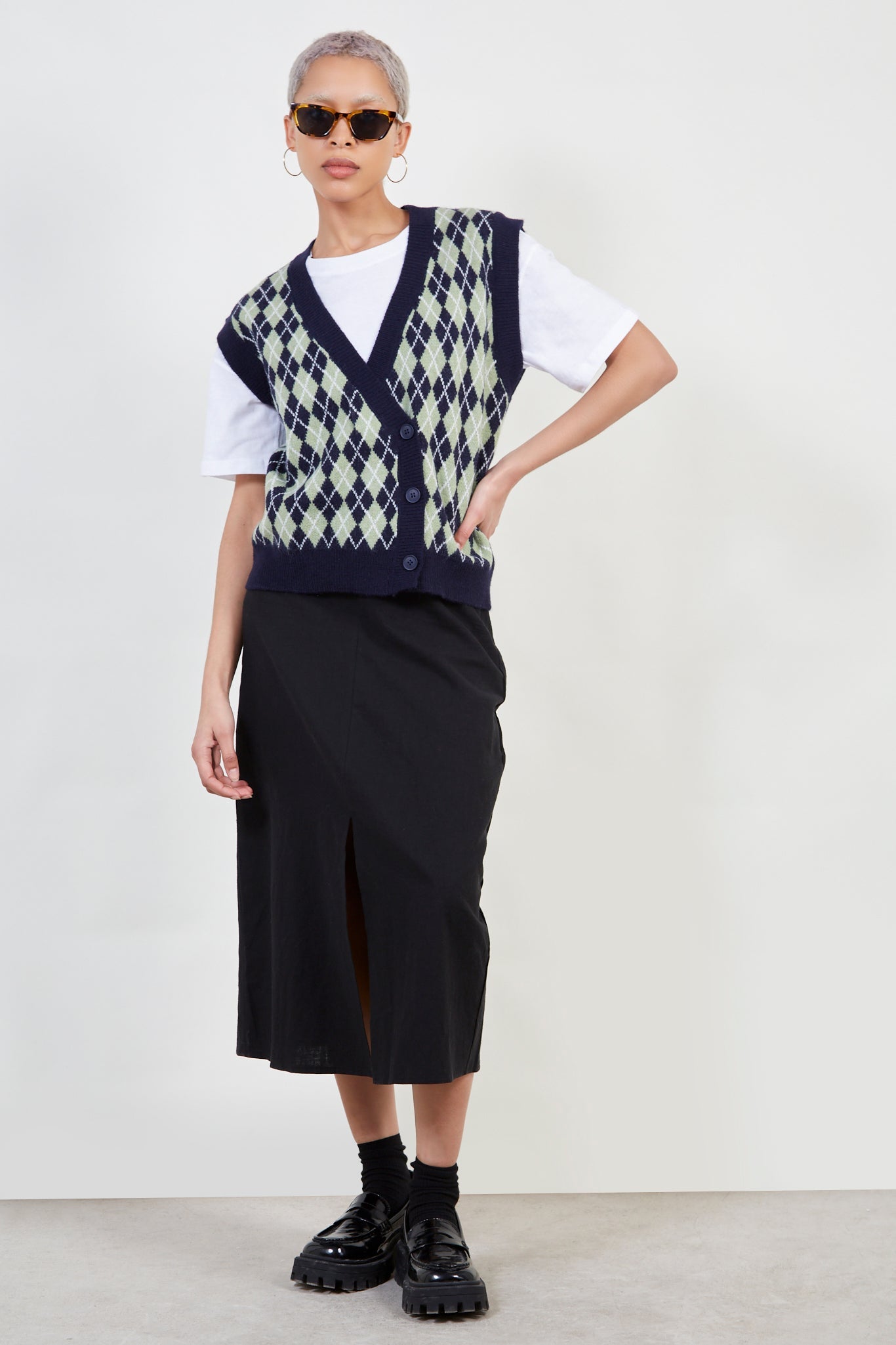 Navy and green argyle vest_3