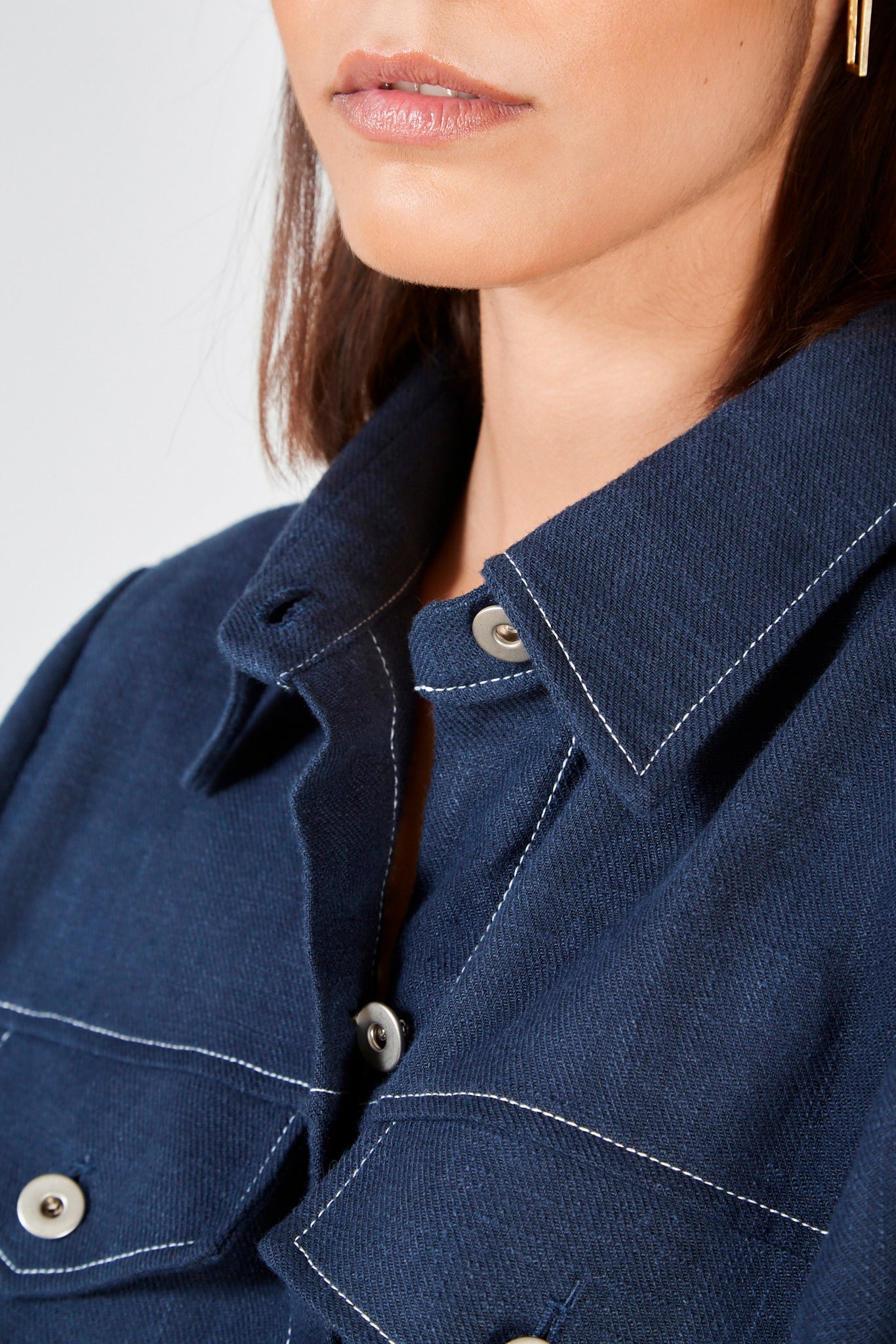 Navy and white contrast stitch mini dress_4