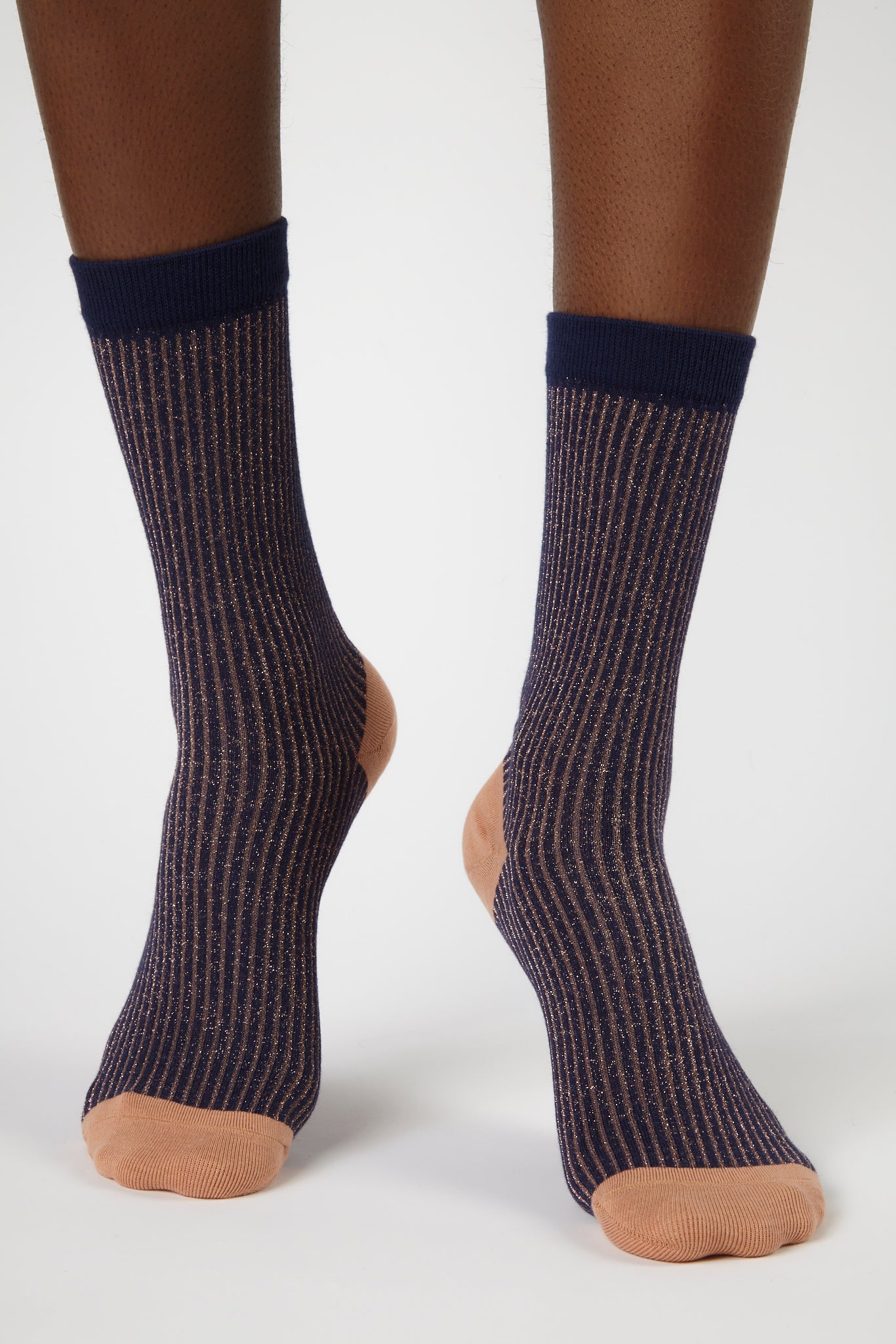 Navy blue glitter striped multicolour socks_4