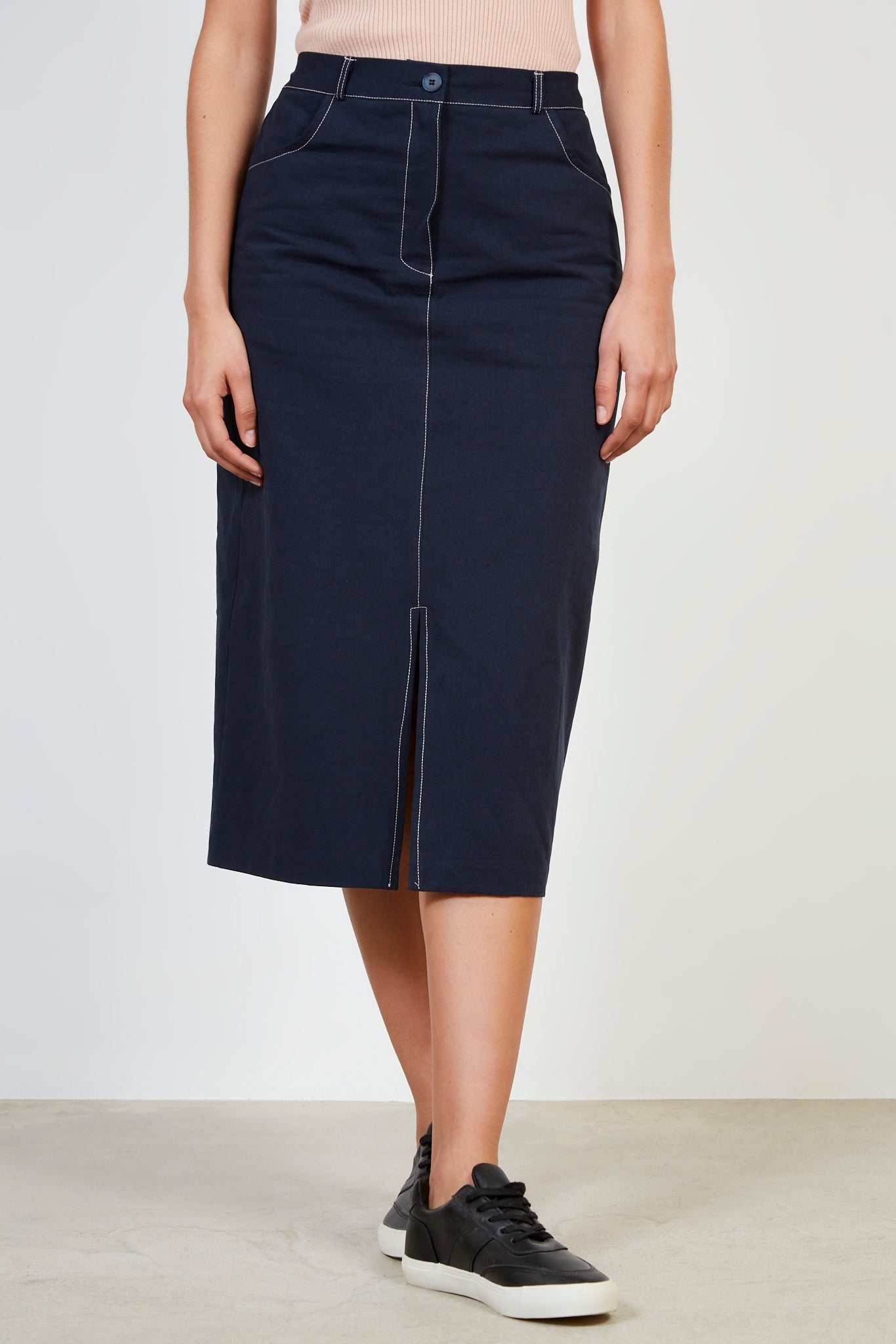 Navy contrast stitch skirt_1