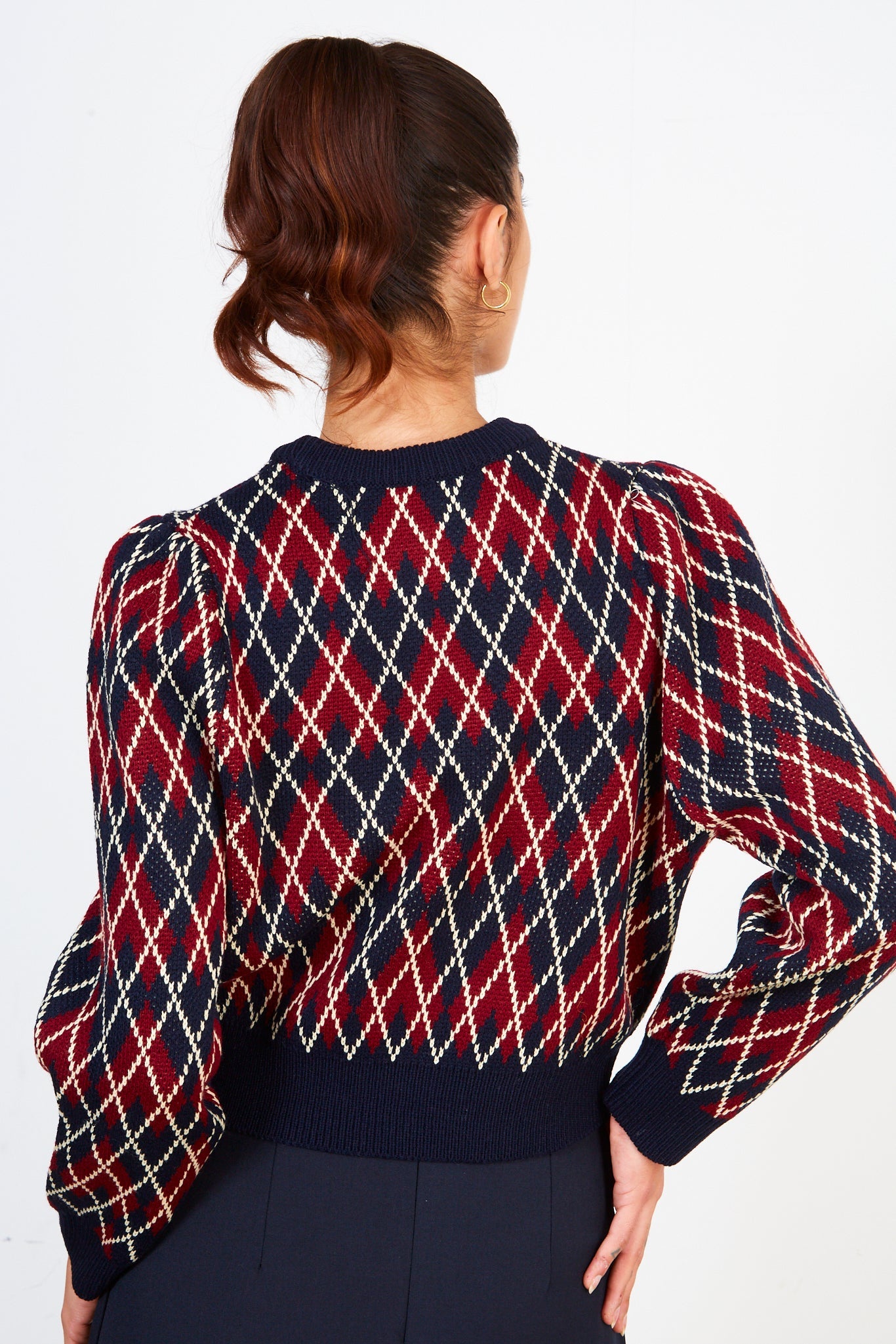 Navy orange and white diamond argyle jumper_2