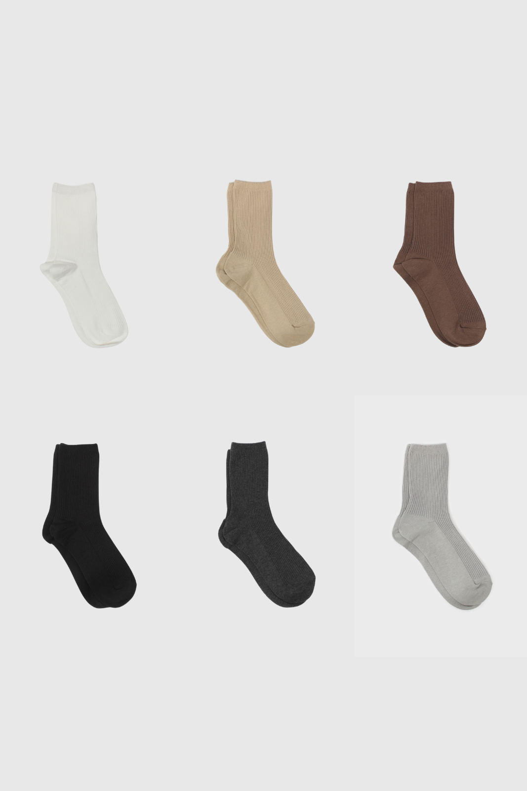 Neutral classic ribbed socks - Set of 6_1