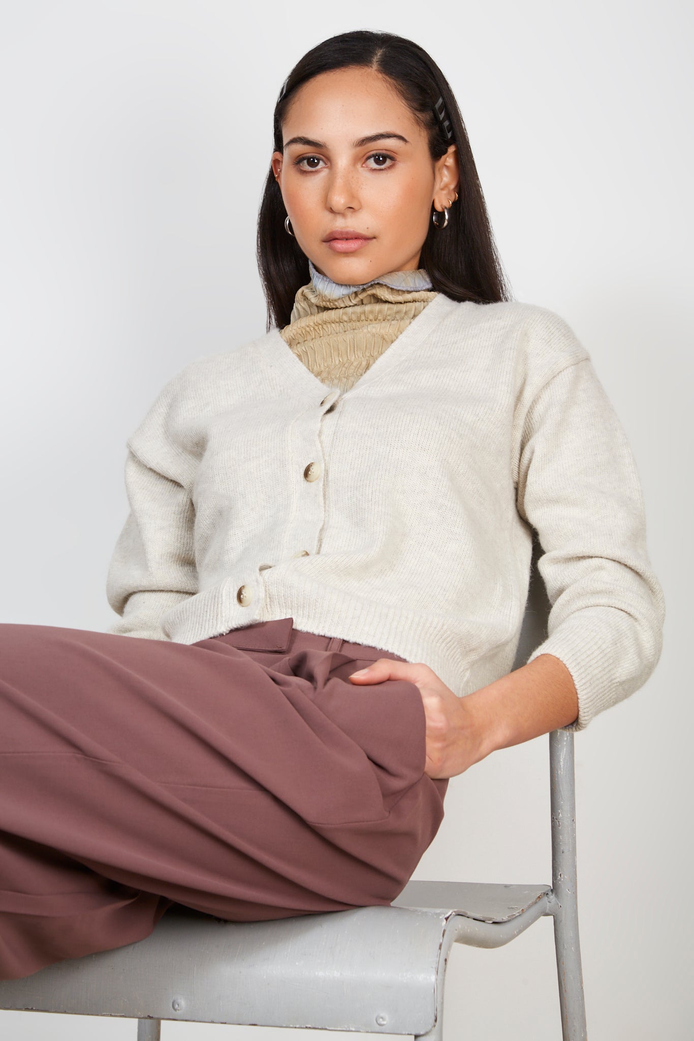 Oatmeal alpaca blend cardigan_5