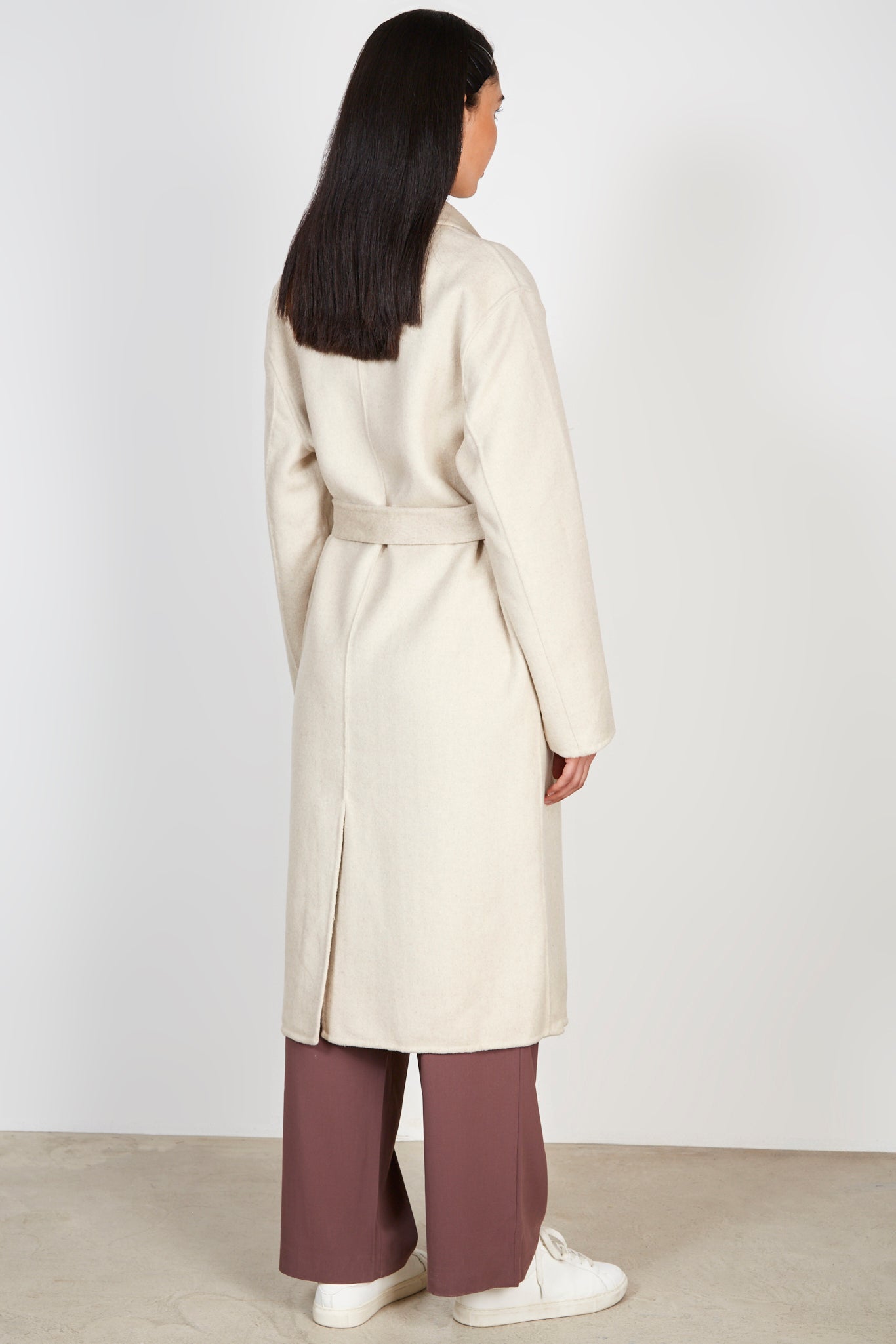 Oatmeal double breasted wool blend coat_2
