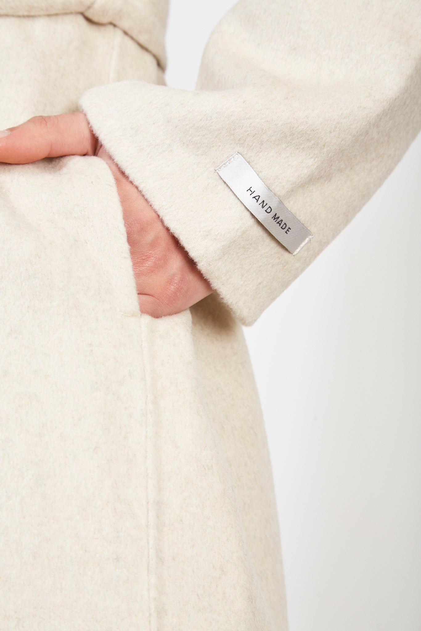 Oatmeal double breasted wool blend coat_4