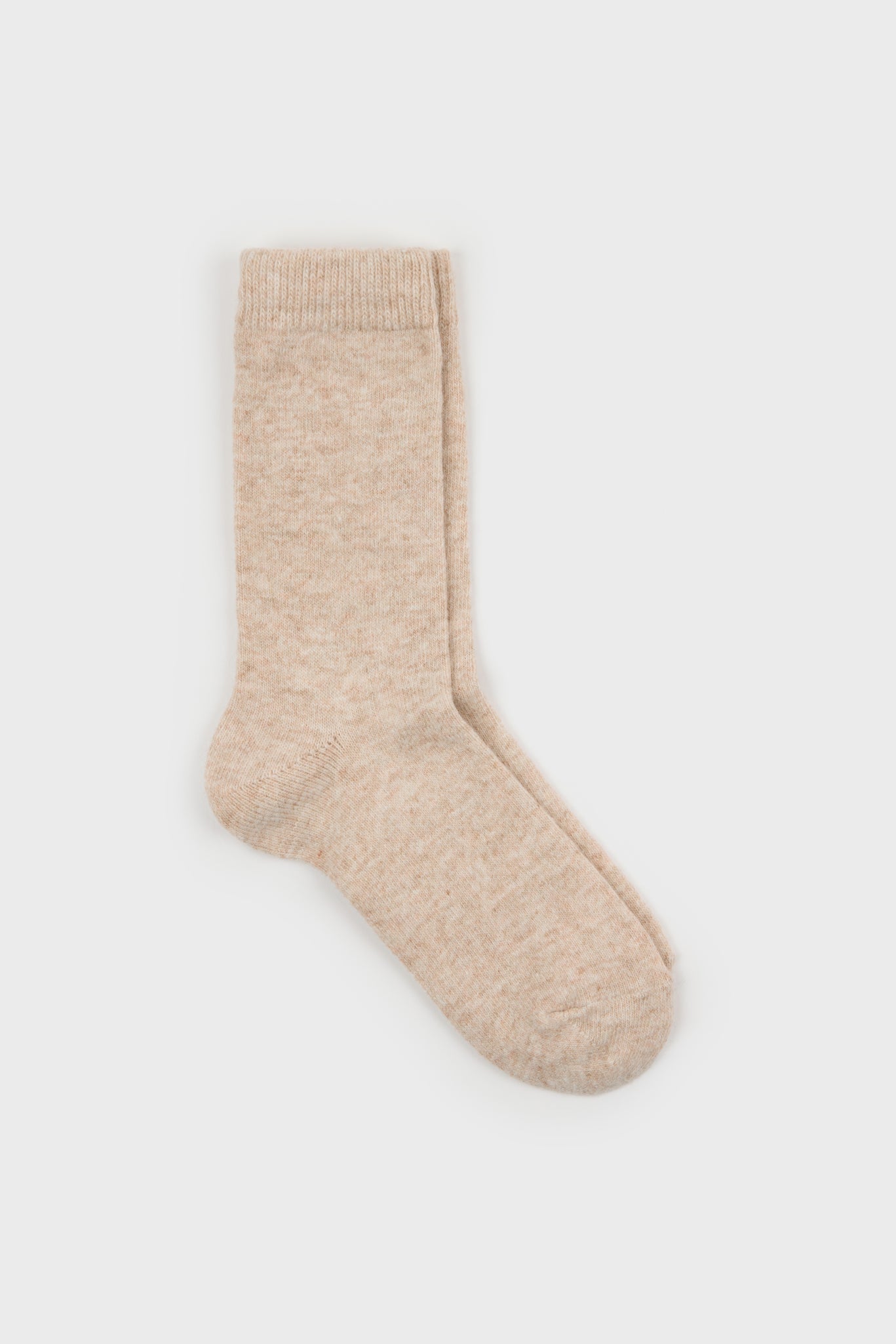 Oatmeal smooth cashmere wool blend socks_1
