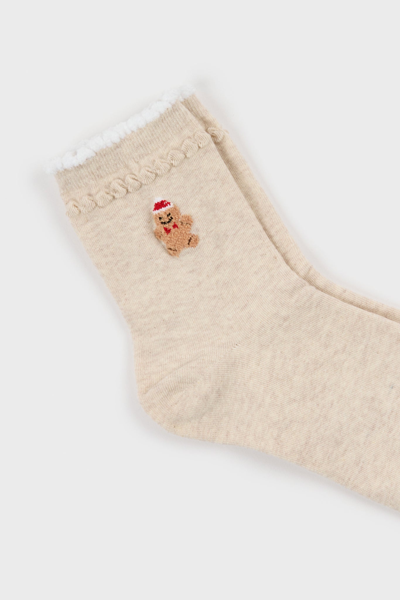 Oatmeal white trim tiny gingerbread man socks_2