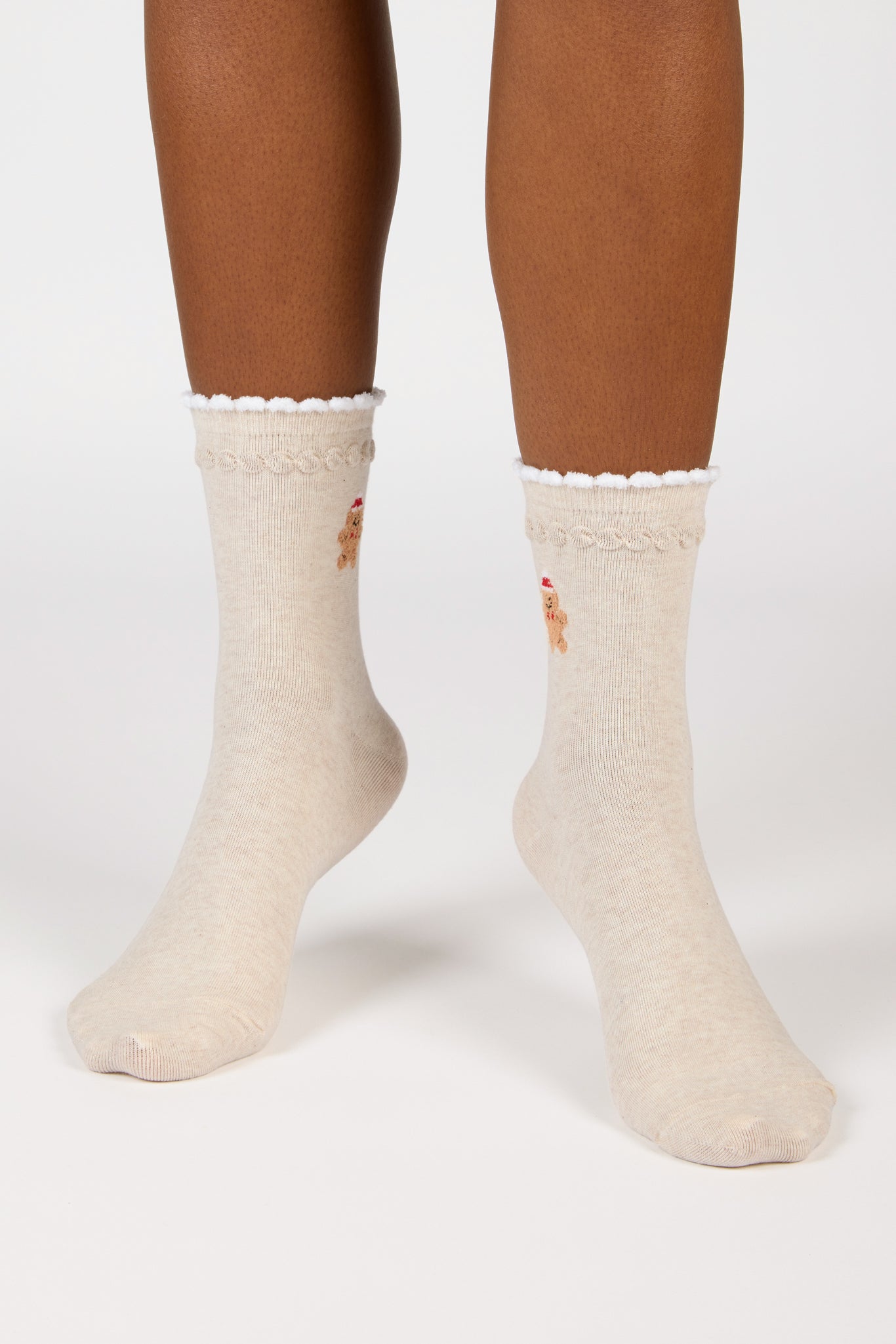 Oatmeal white trim tiny gingerbread man socks_4
