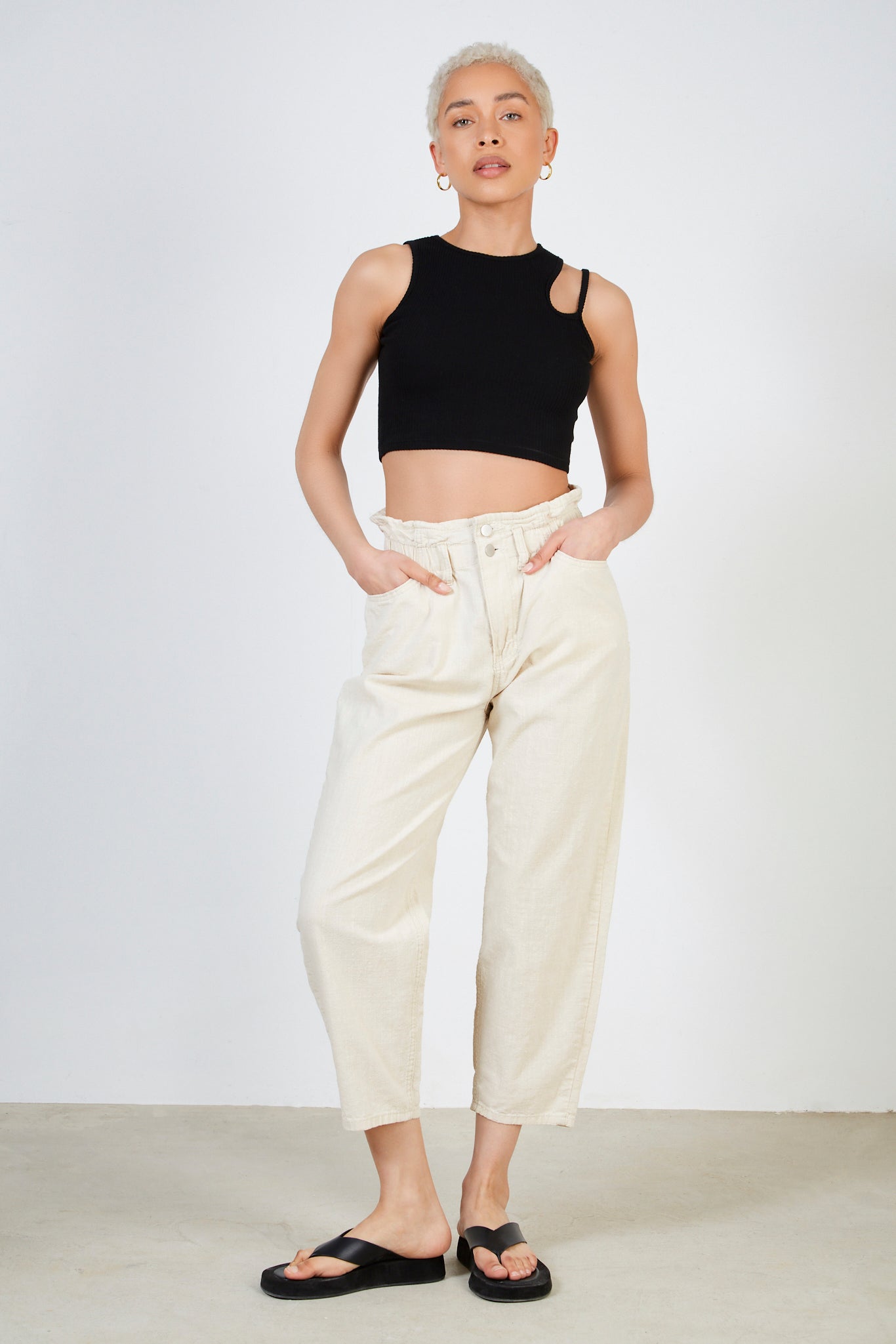 Oatmeal bag waist jeans_3