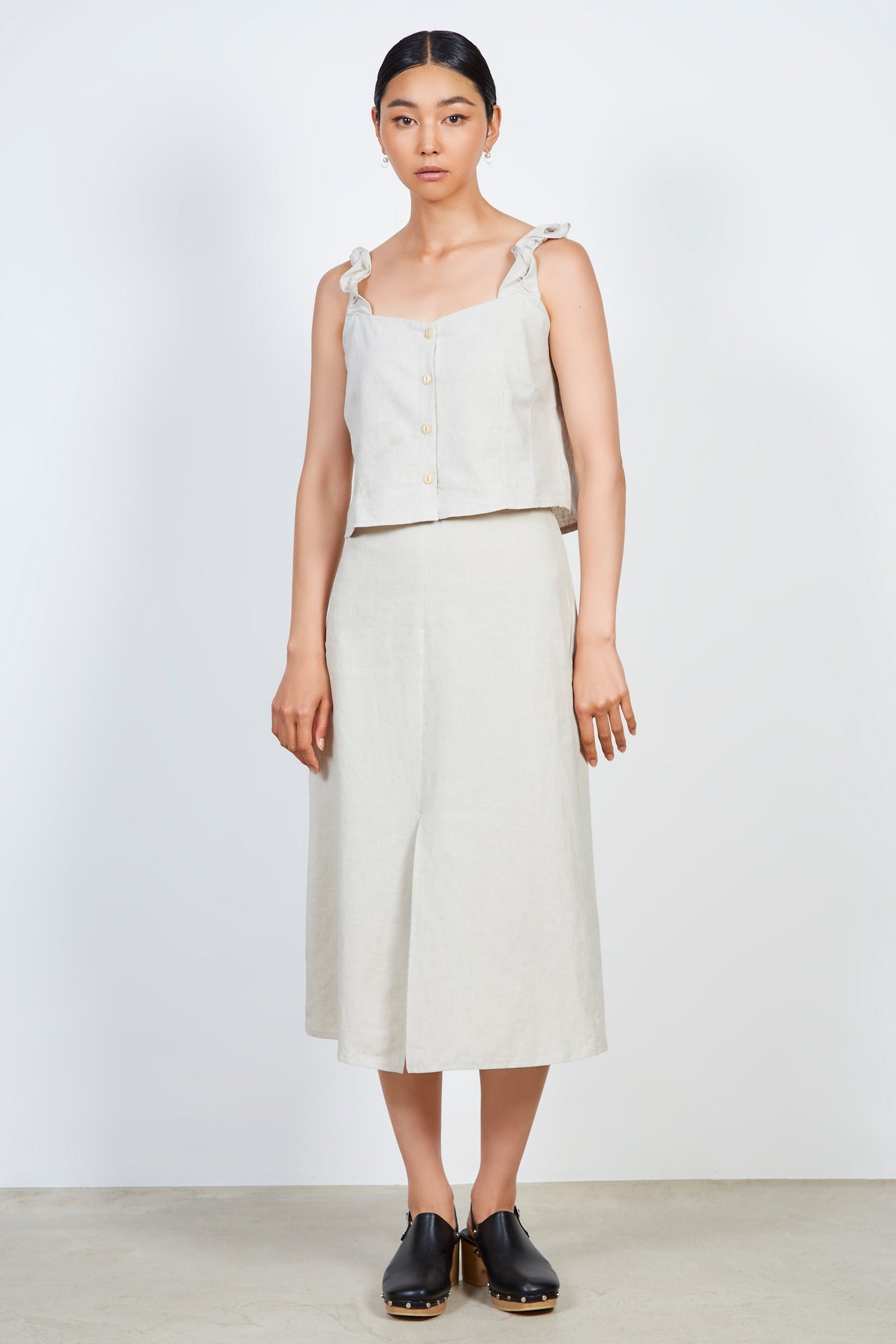 Oatmeal button front tank_5