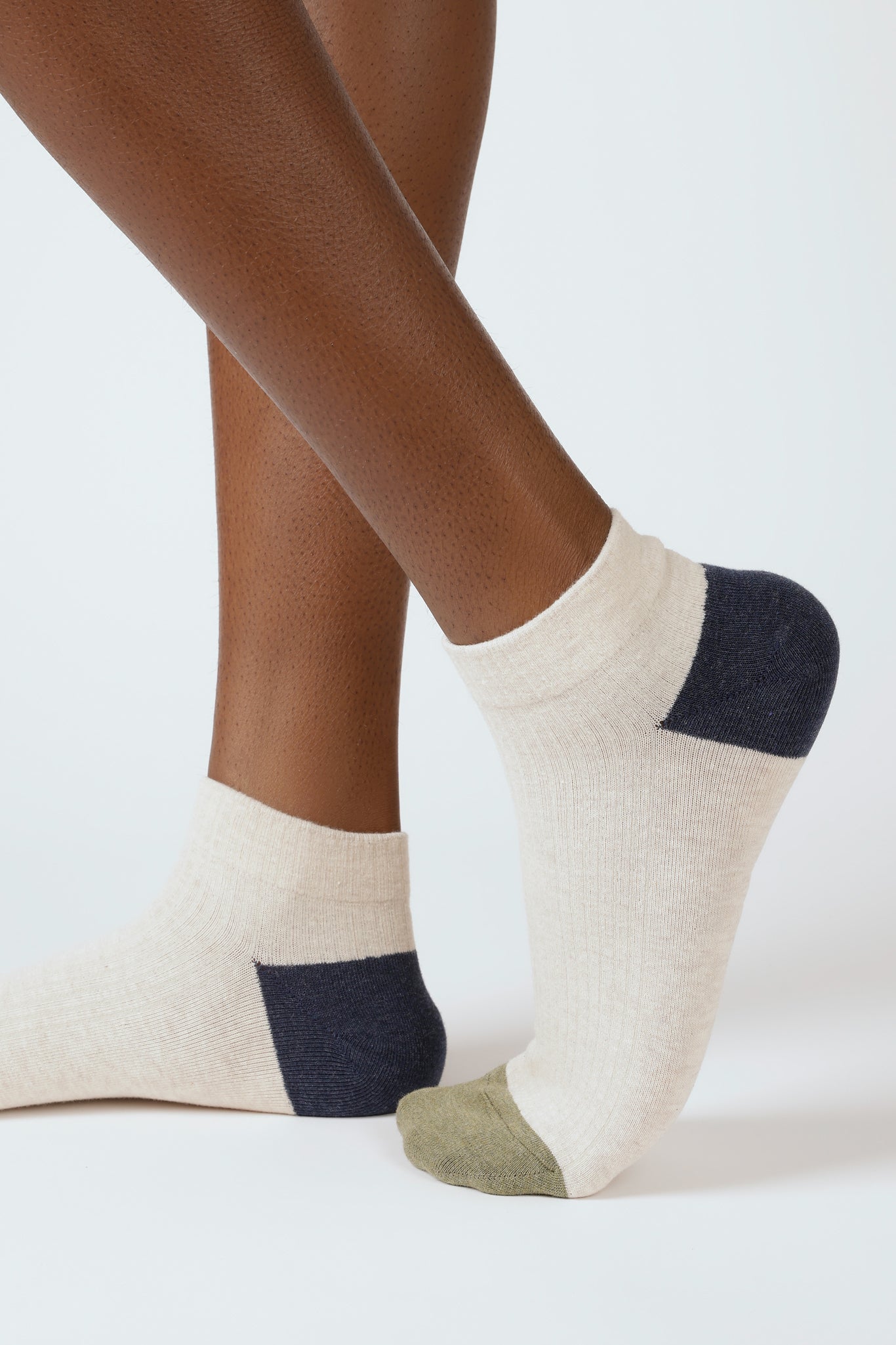 Oatmeal tricolor ankle socks_1