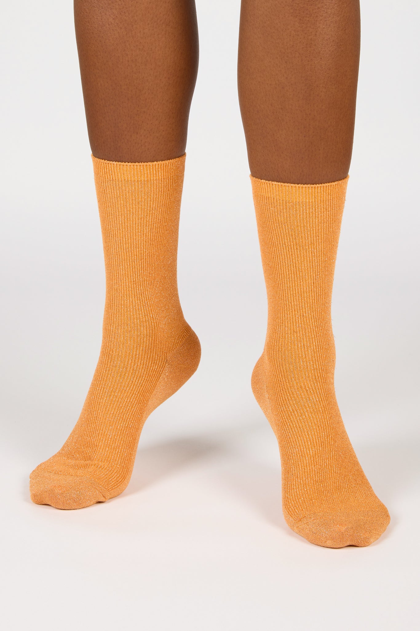 Orange modal blend ribbed socks_4