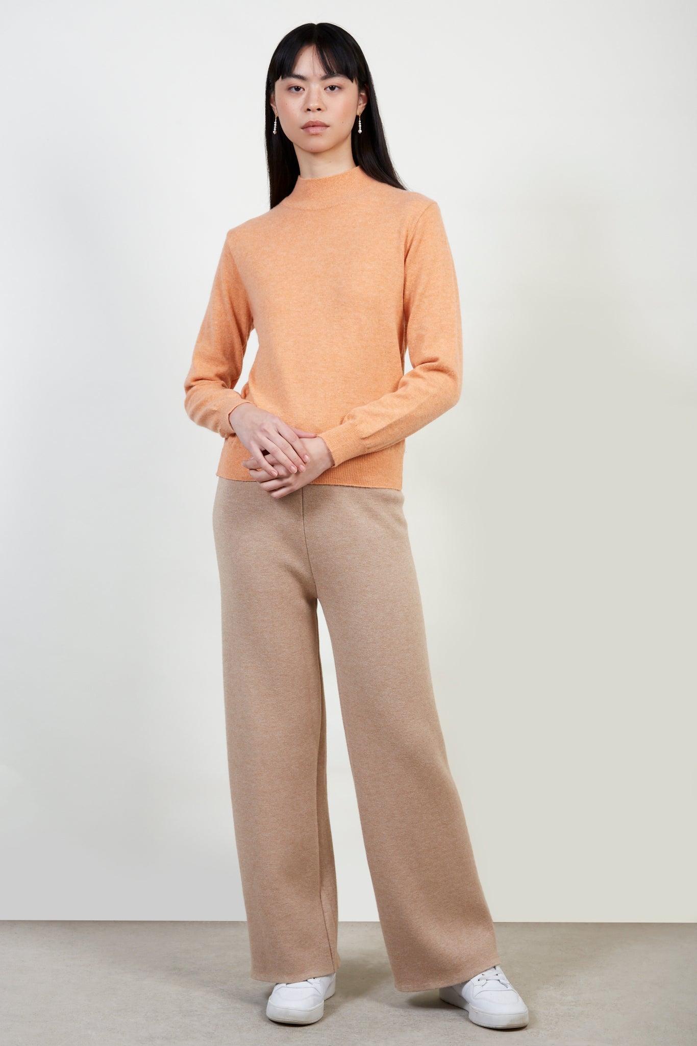 Orange alpaca blend mock neck knit top_2