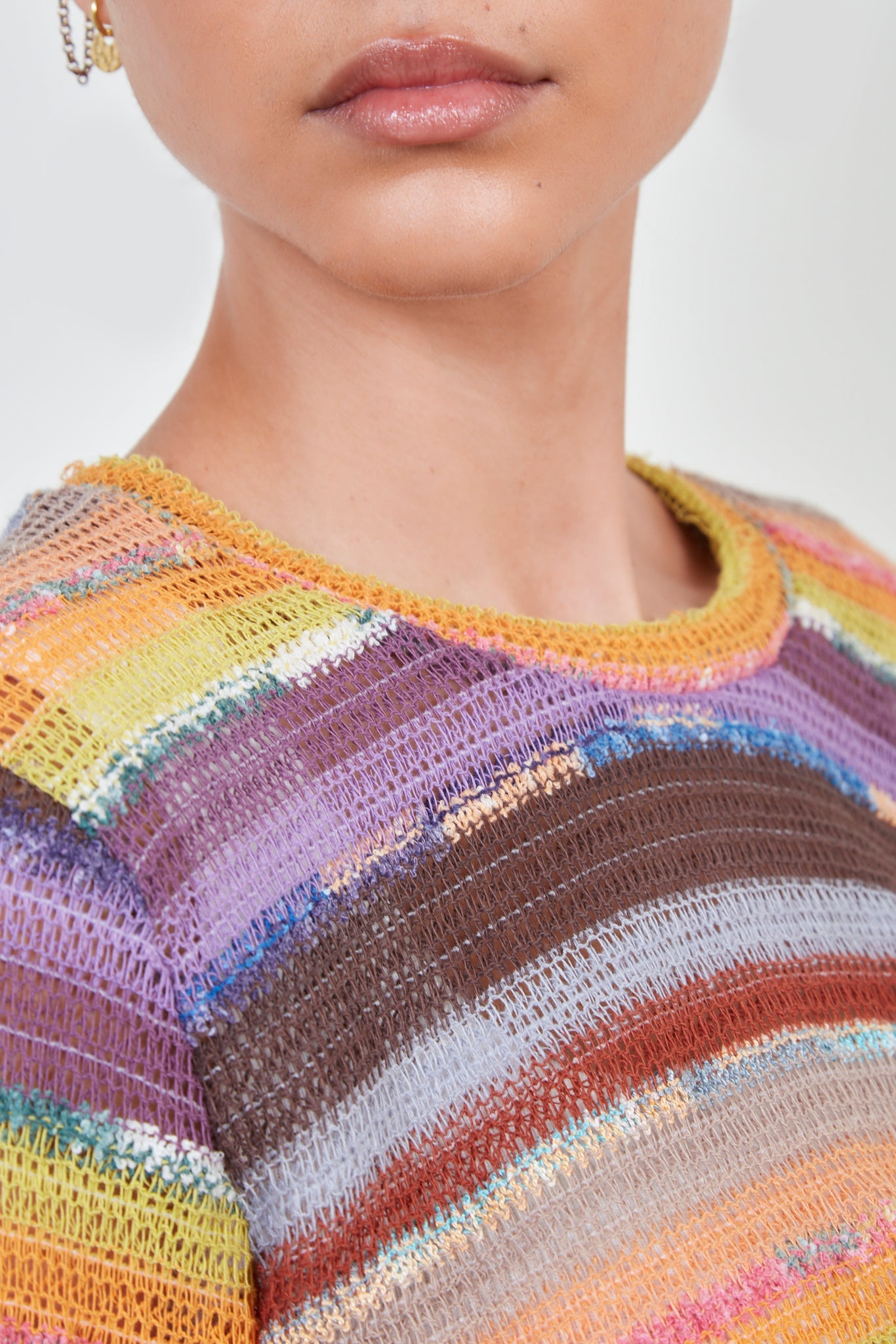 Orange and brown striped cropped top_4