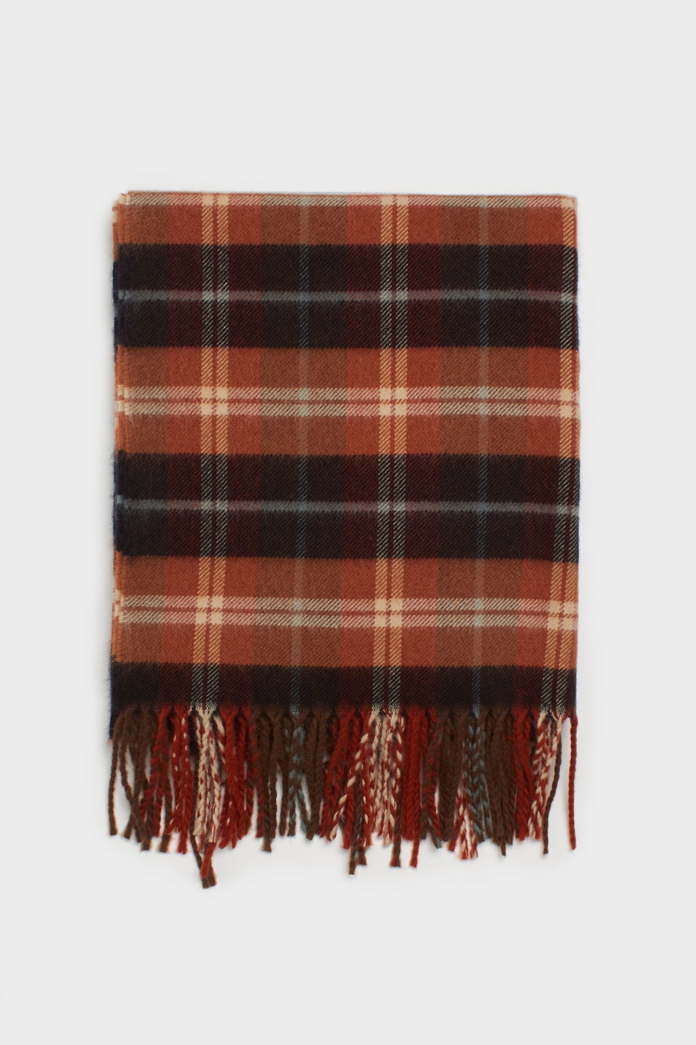 Orange and ivory checked scarf_1