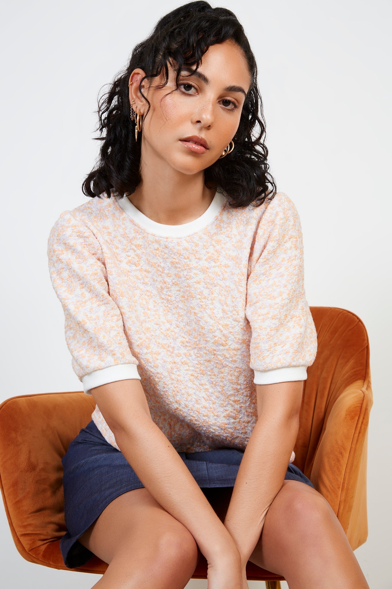 Orange splatter print tee_5