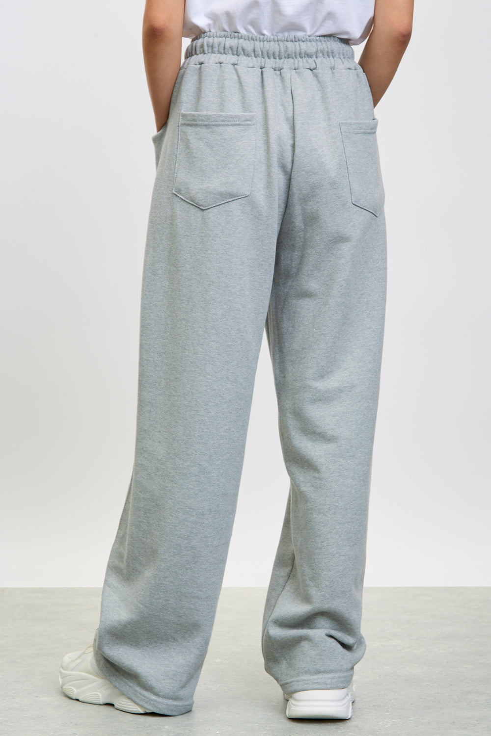 Pale grey side seam drawstring sweatpants_2