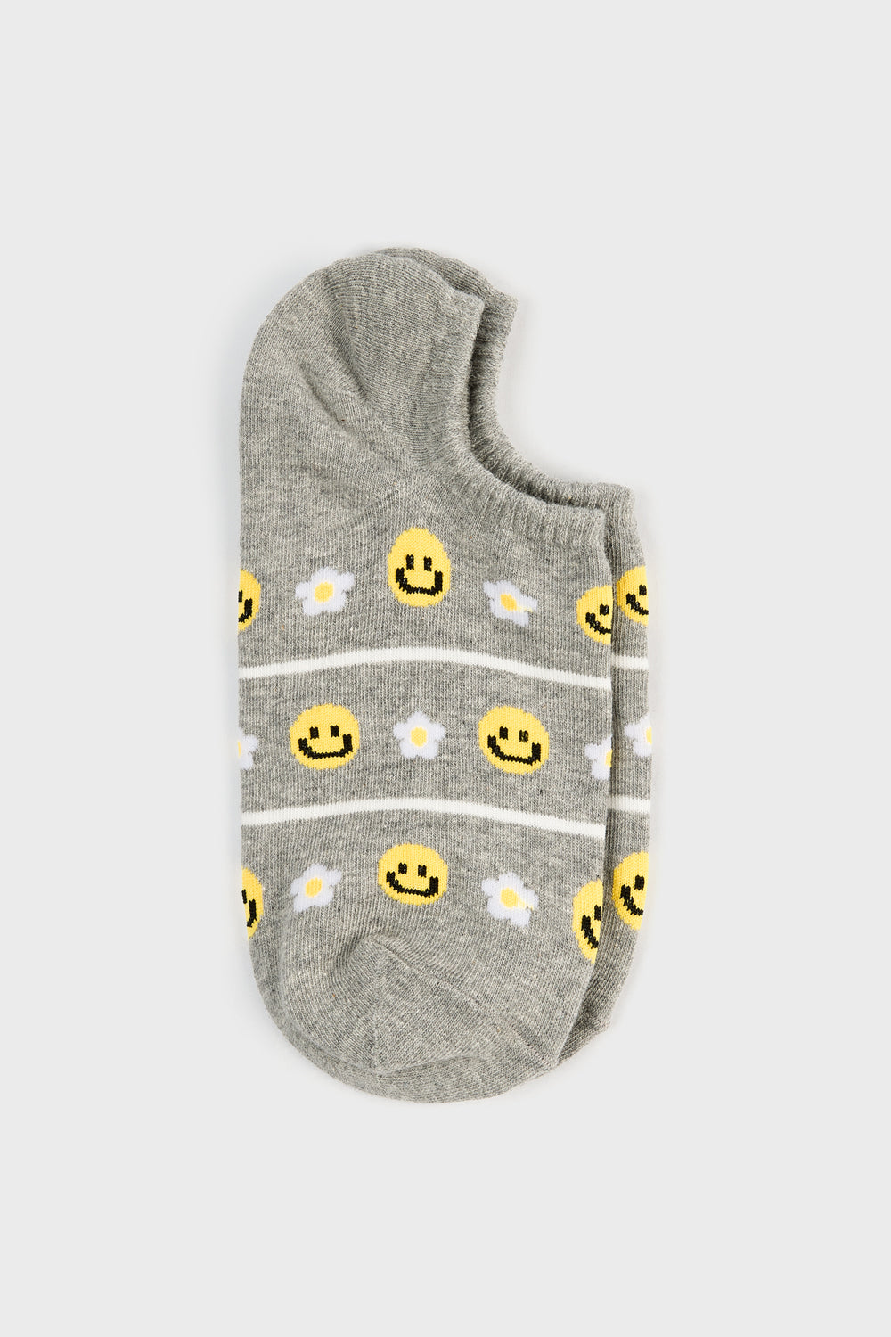 Pale grey smiley face daises socks_3