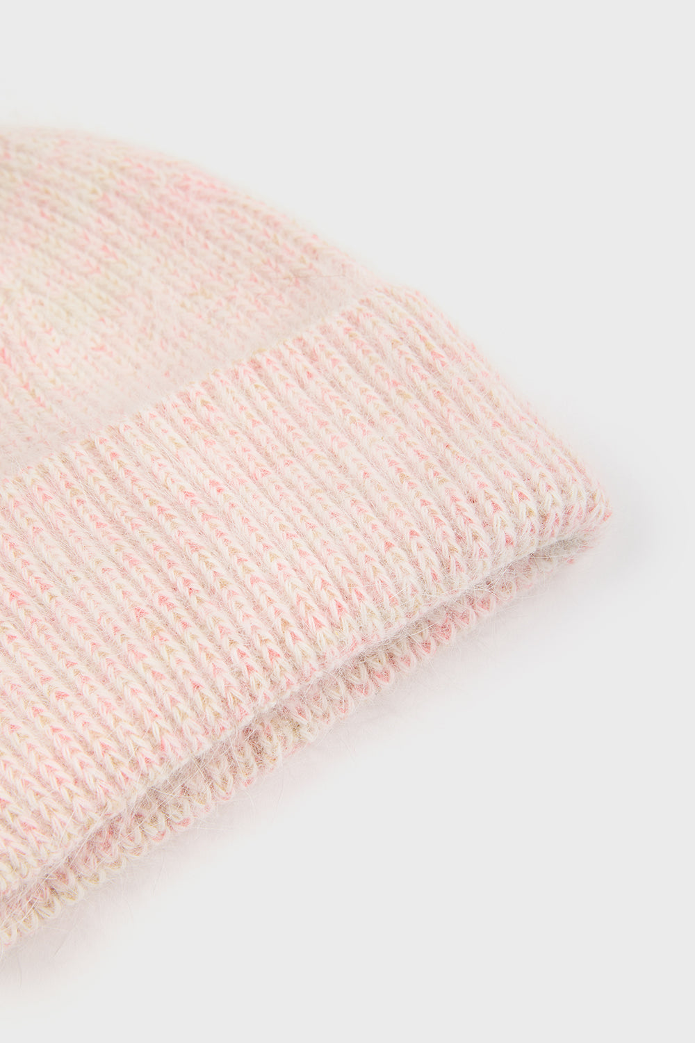 Pale orange ribbed angora blend beanie hat_4