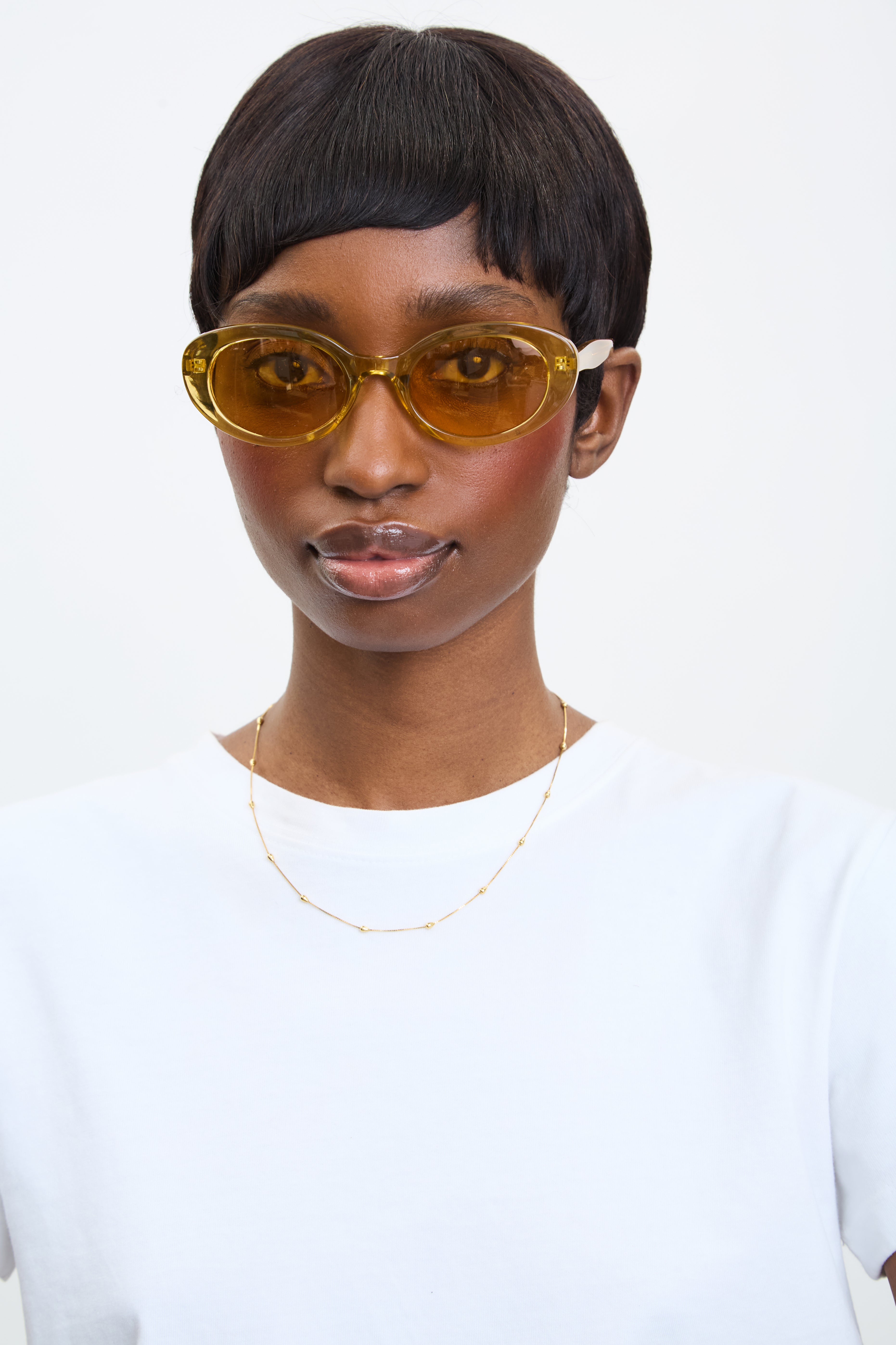 Pale orange tinted cat eye sunglasses_3