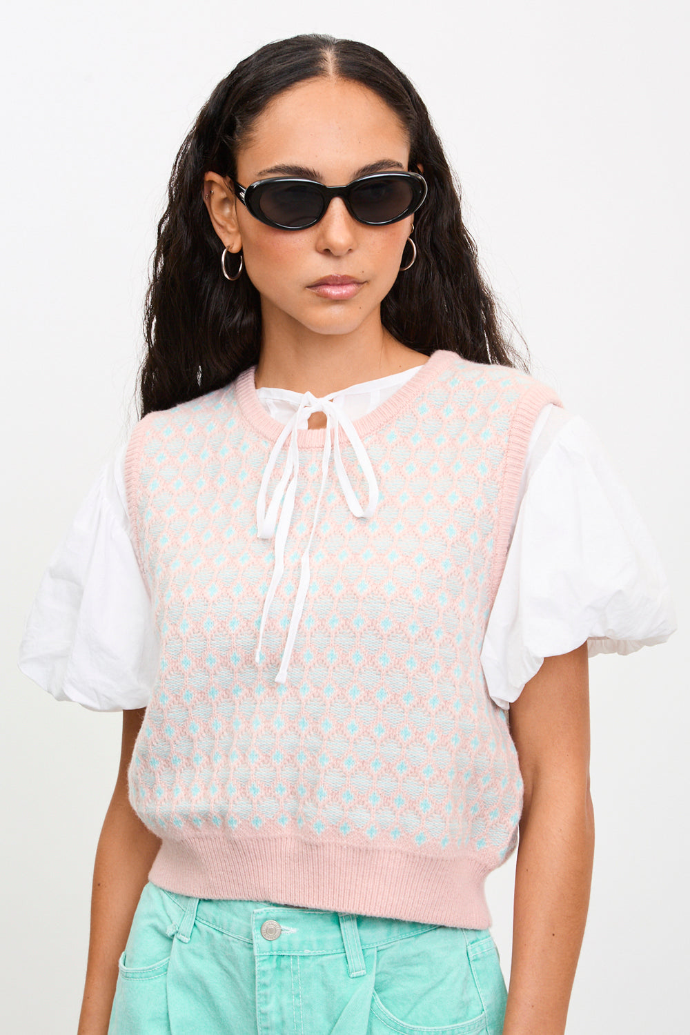 Pale pink and blue wool blend sweater vest_1