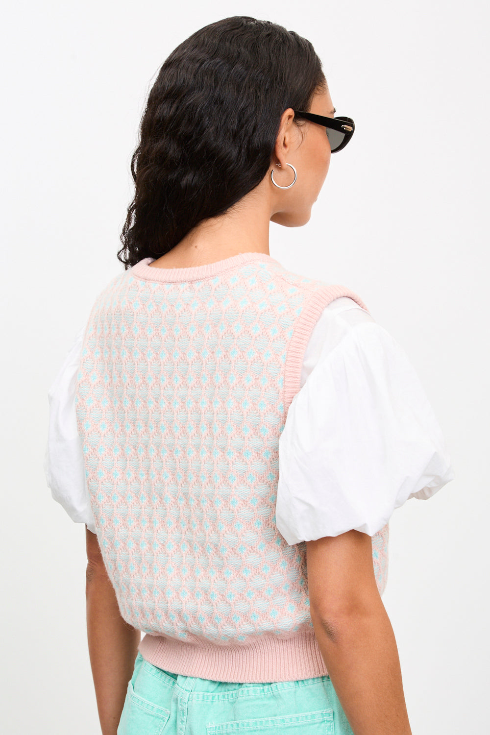 Pale pink and blue wool blend sweater vest_2