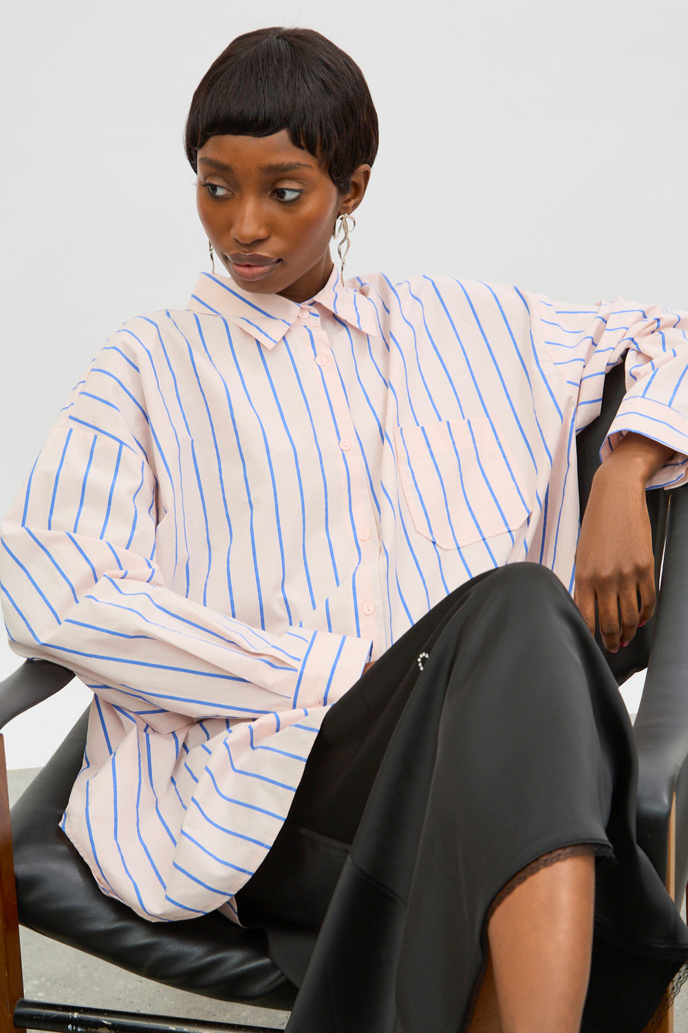 Pale pink and cobalt striped oversized shirt_5