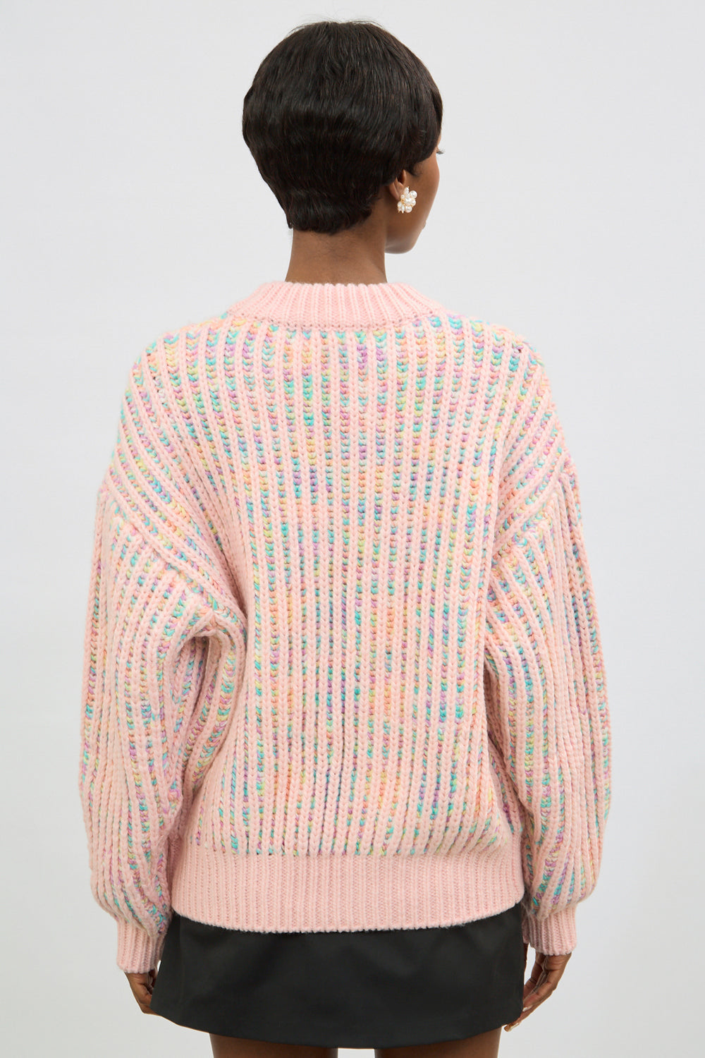 Pale pink rainbow ribbed mock neck jumper_2