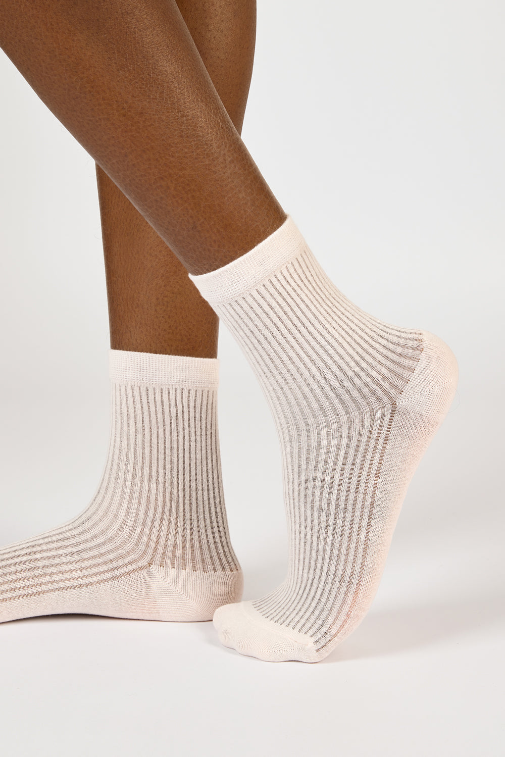 Pale pink semi sheer ribbed socks_1