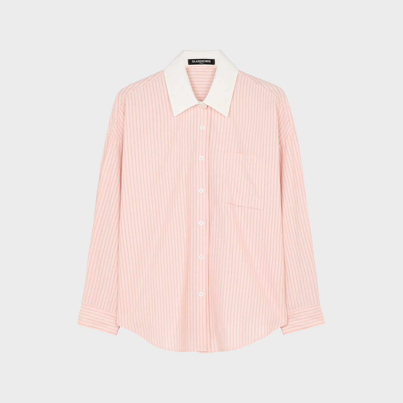 Pale pink vertical striped contrast collar shirt_1