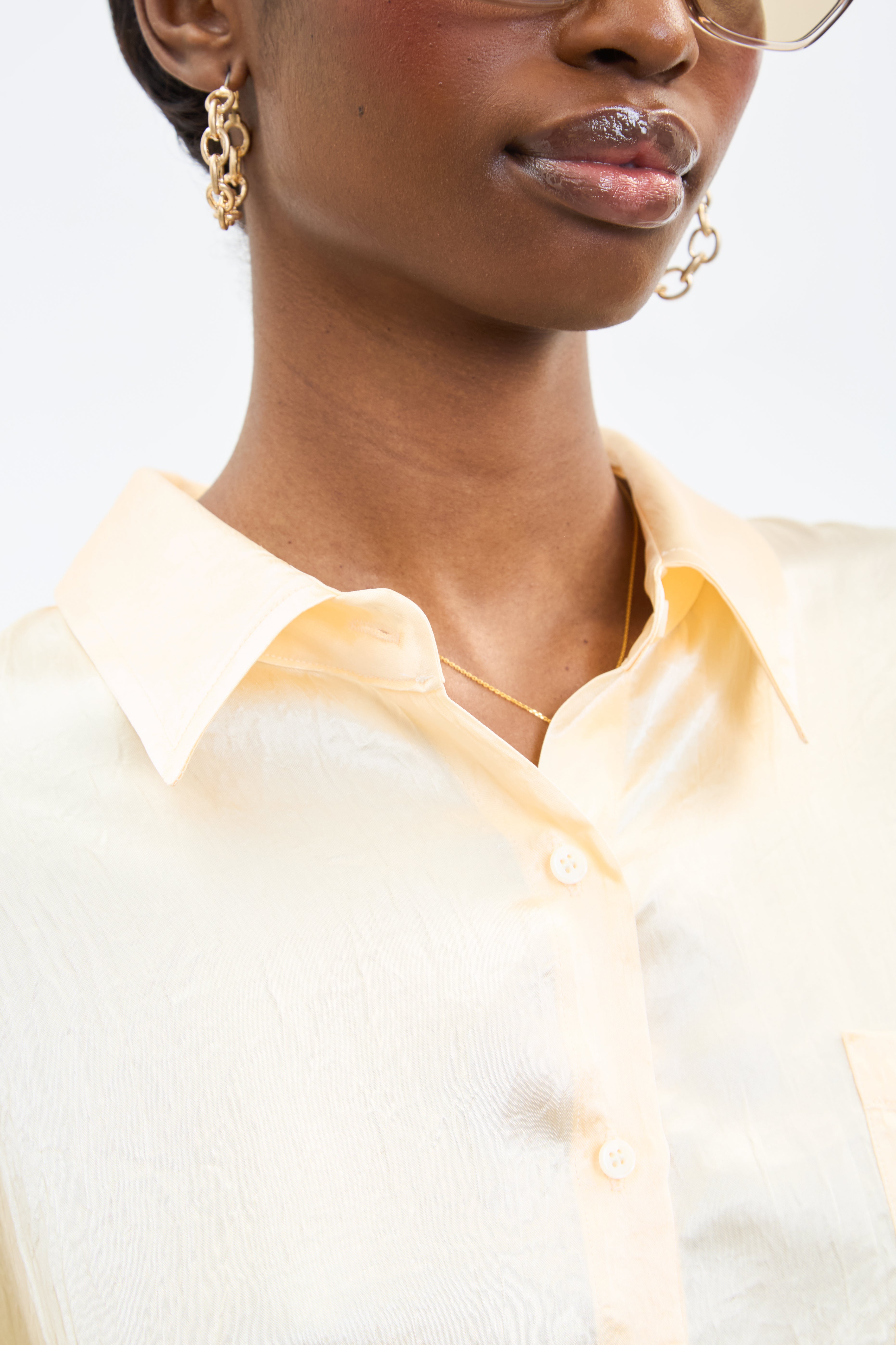 Pale yellow silky shirt blouse_3