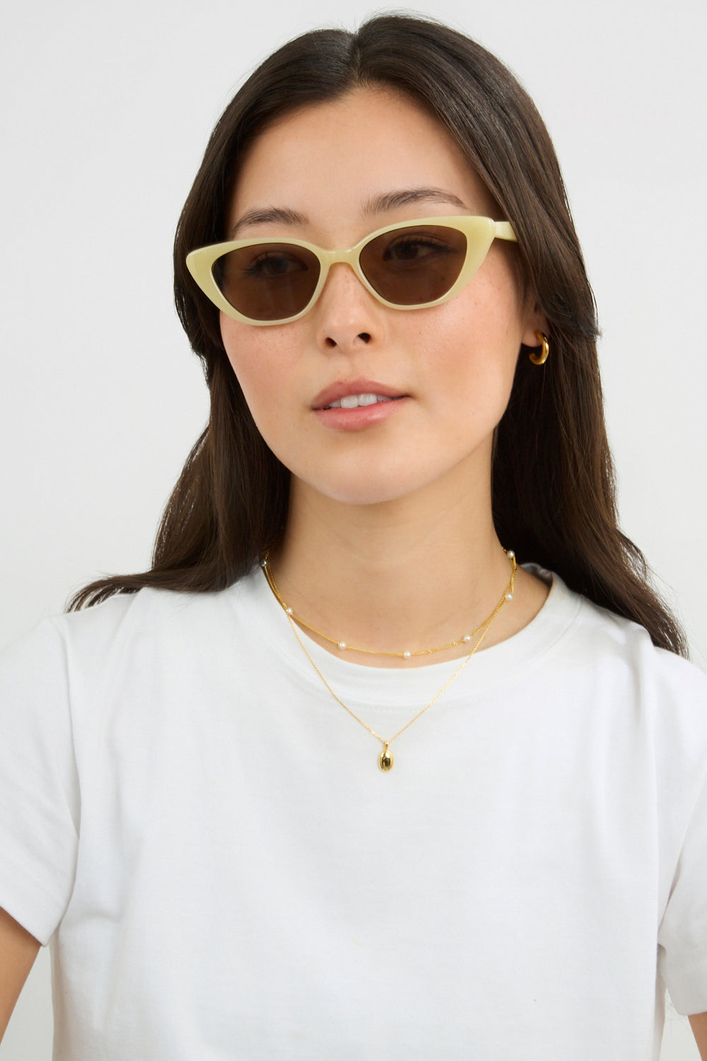 Pale yellow thick cateye sunglasses_3