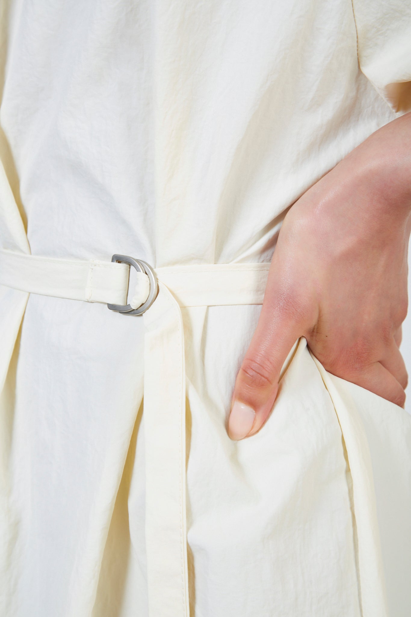 Pale yellow puff sleeve belted off shoulder dress_4