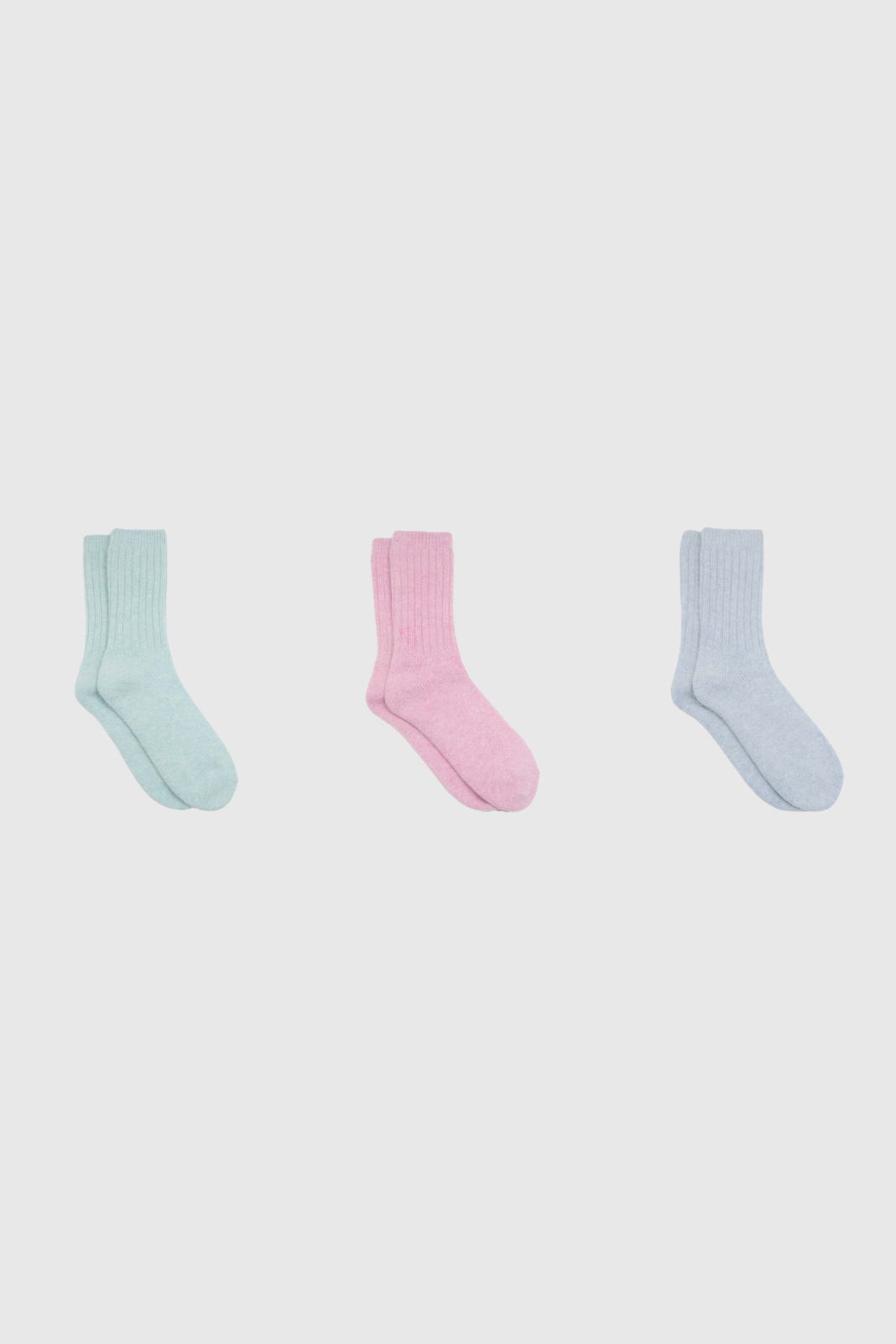 Pastel ribbed angora socks - Set of 3_1
