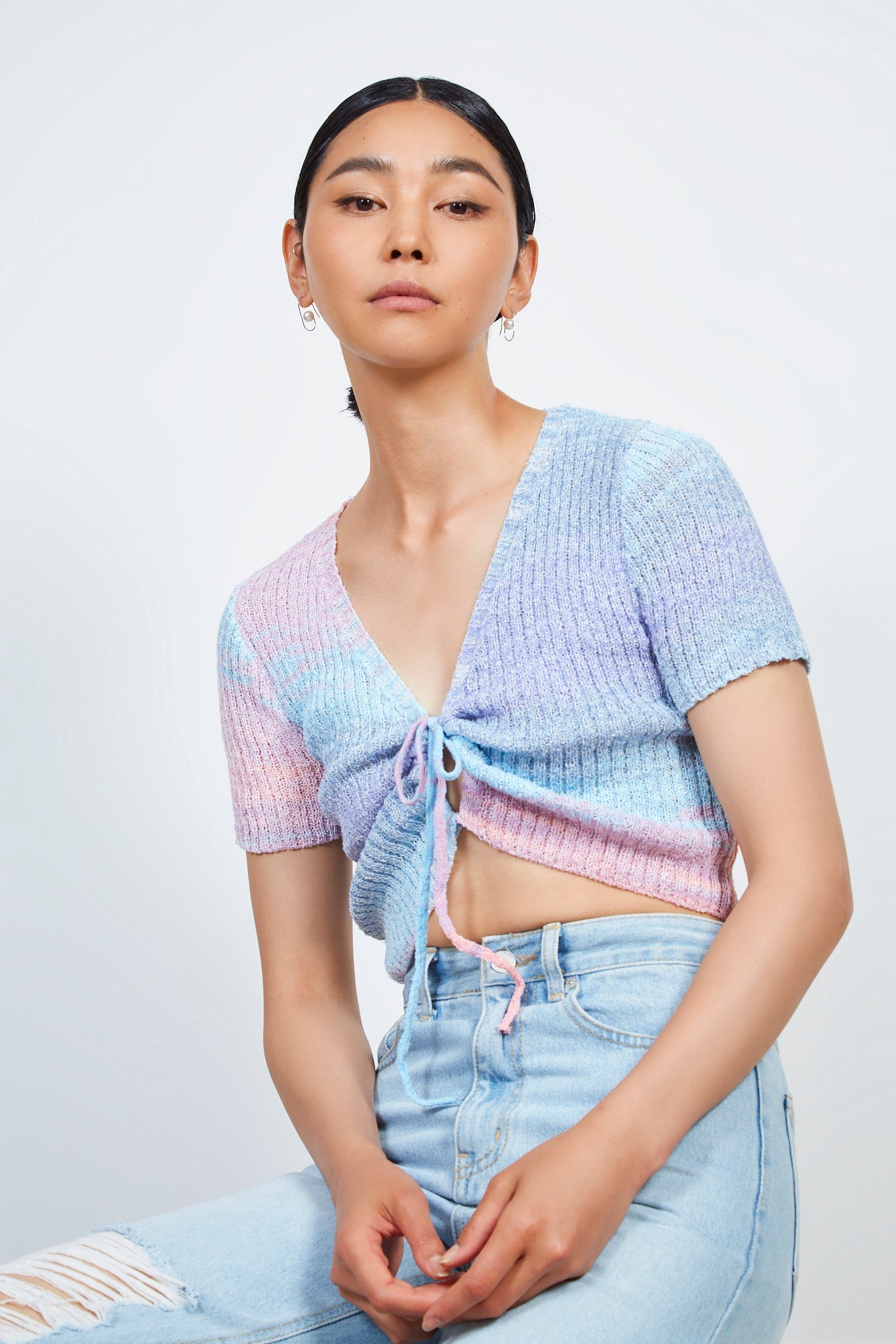 Pastel blue pink and purple striped knit tee_6